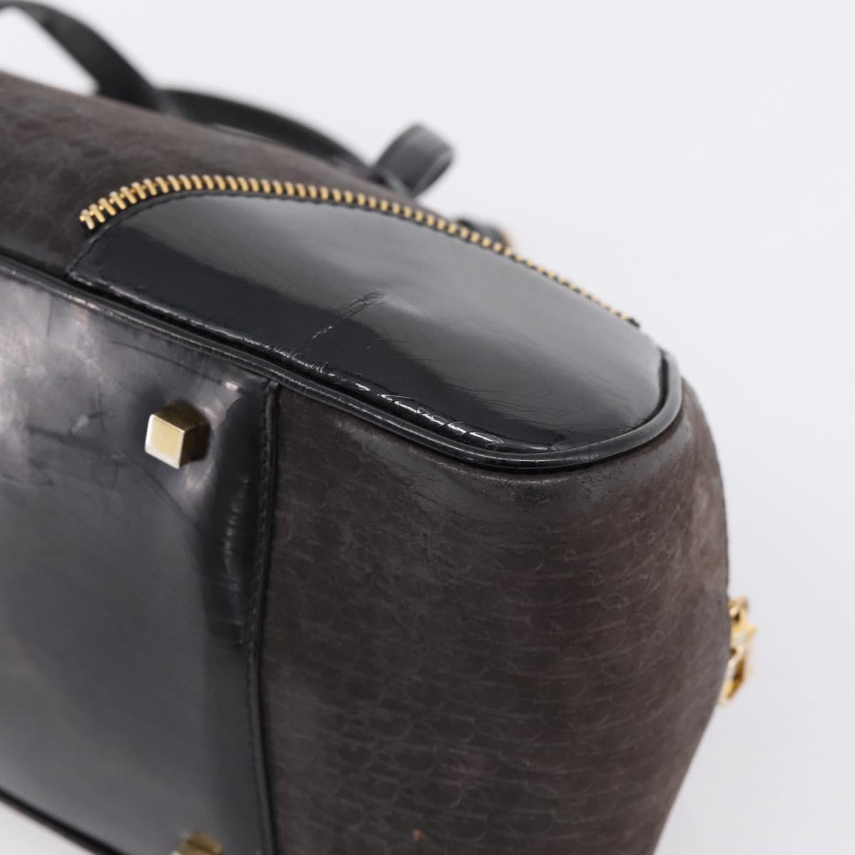 Christian Dior Trotter Canvas Hand Bag Black Gold Auth bs36954