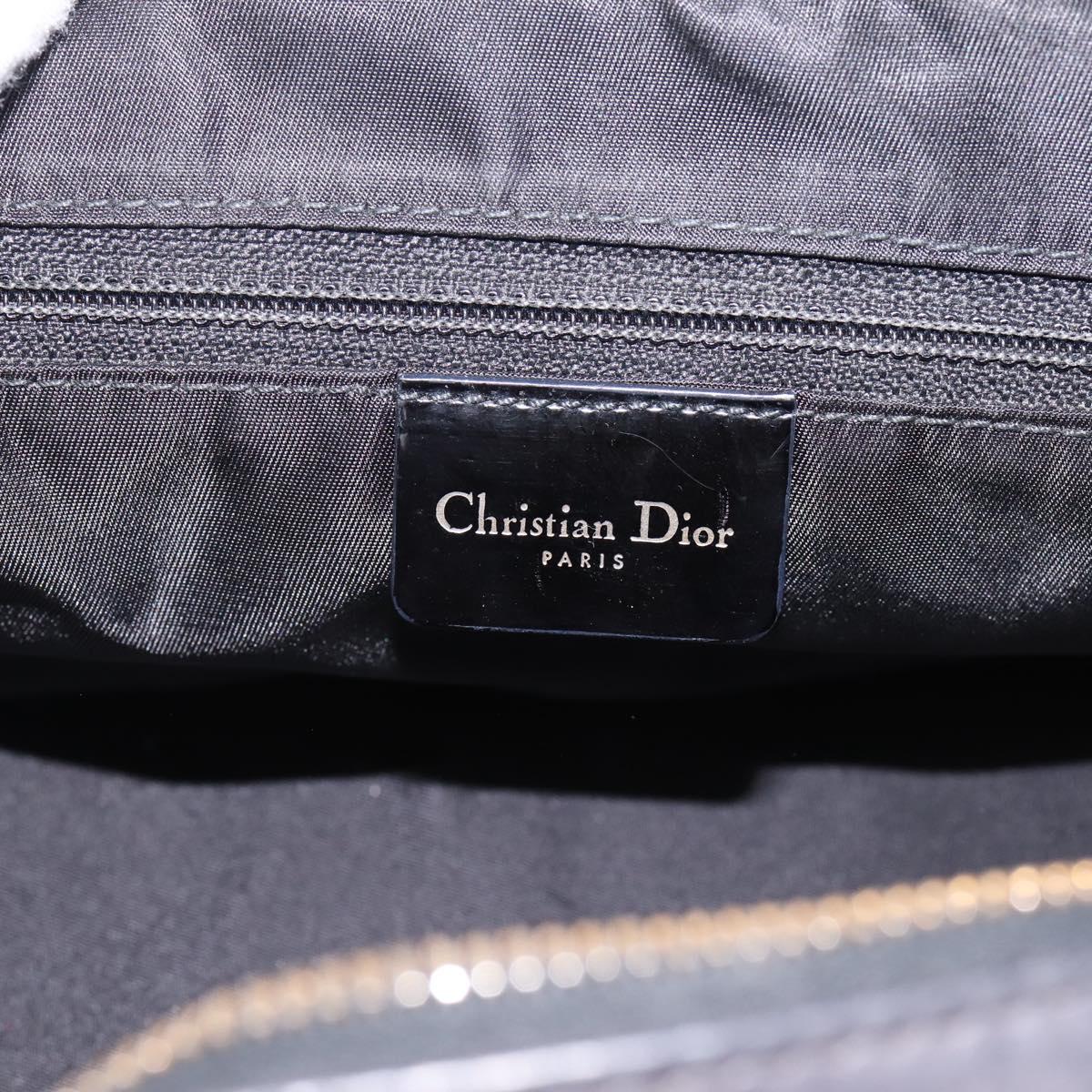 Christian Dior Trotter Canvas Hand Bag Black Gold Auth bs36954