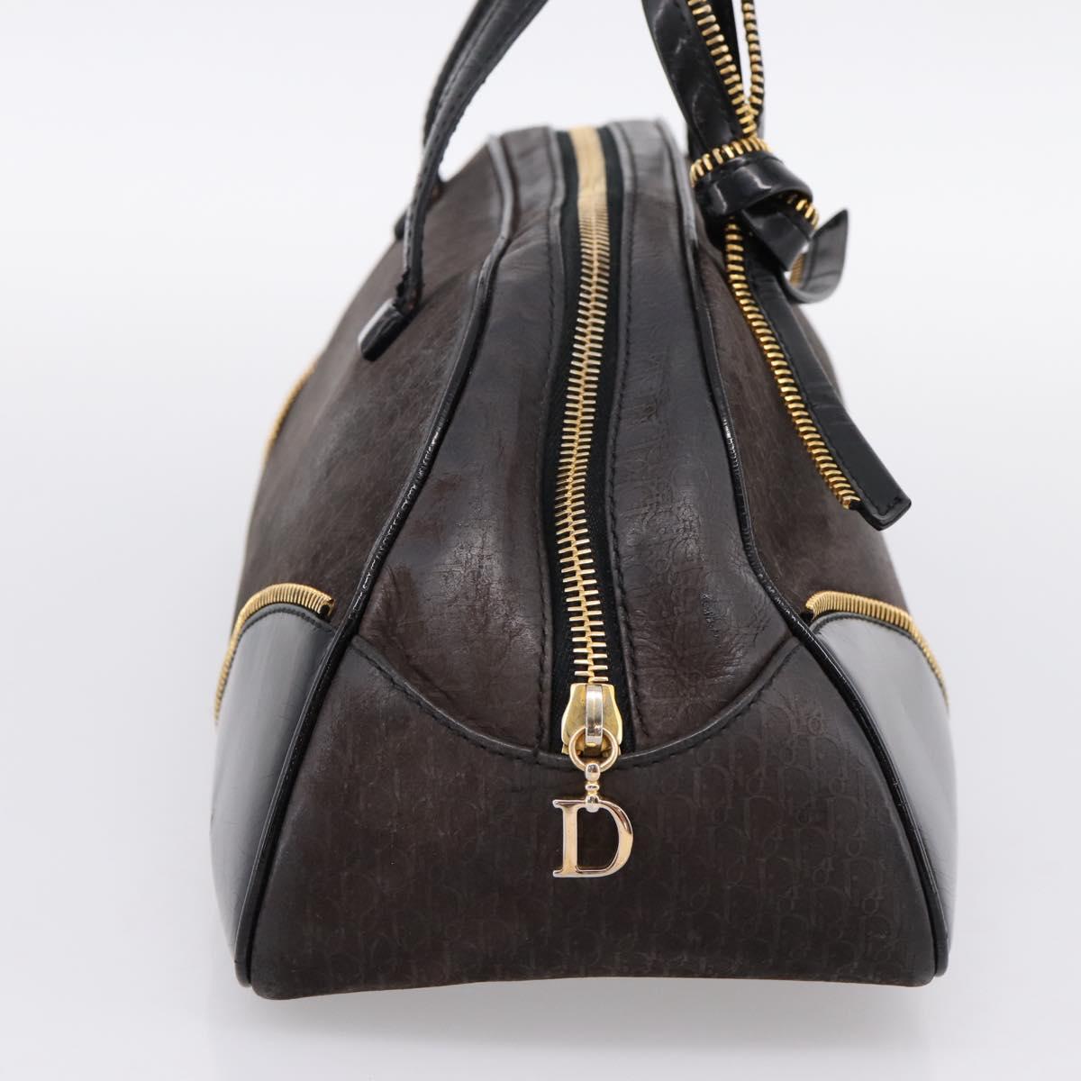 Christian Dior Trotter Canvas Hand Bag Black Gold Auth bs36954