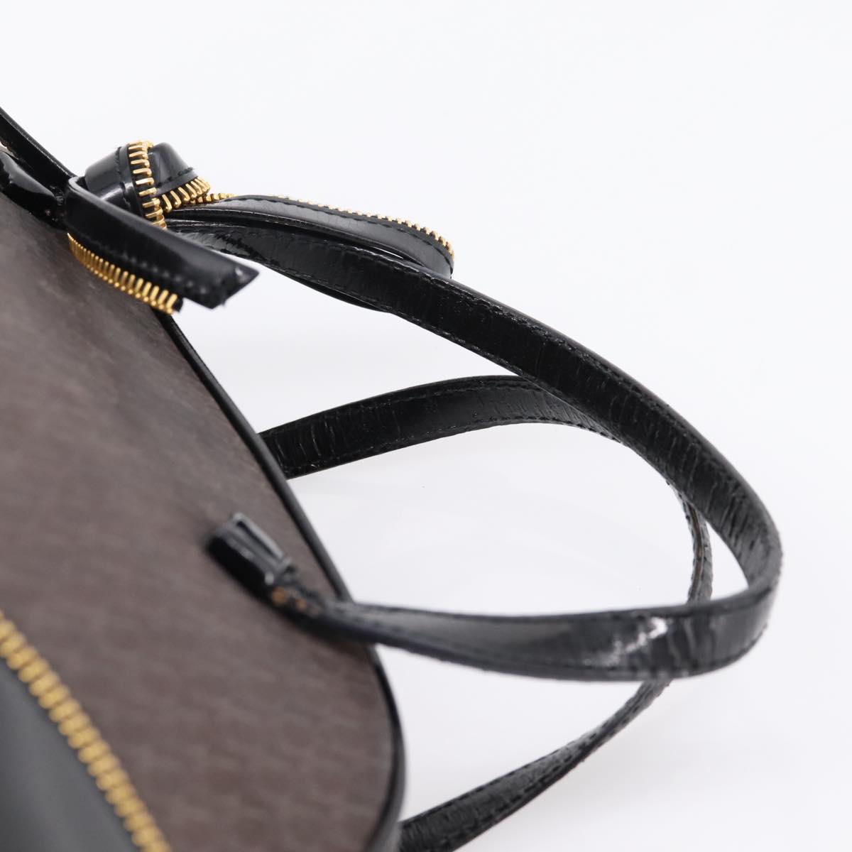 Christian Dior Trotter Canvas Hand Bag Black Gold Auth bs36954
