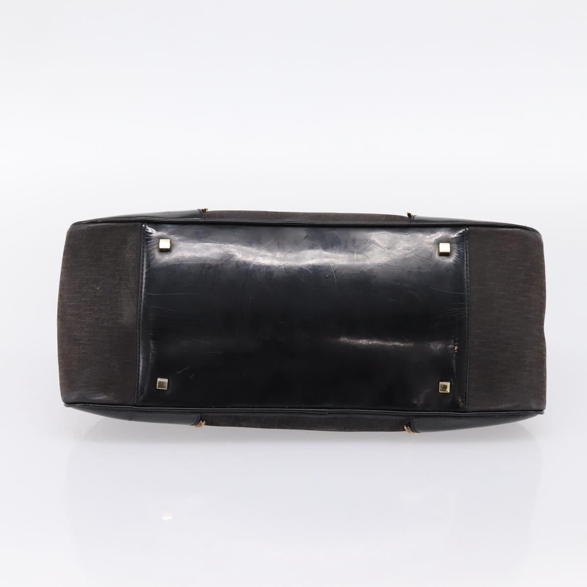 Christian Dior Trotter Canvas Hand Bag Black Gold Auth bs36954