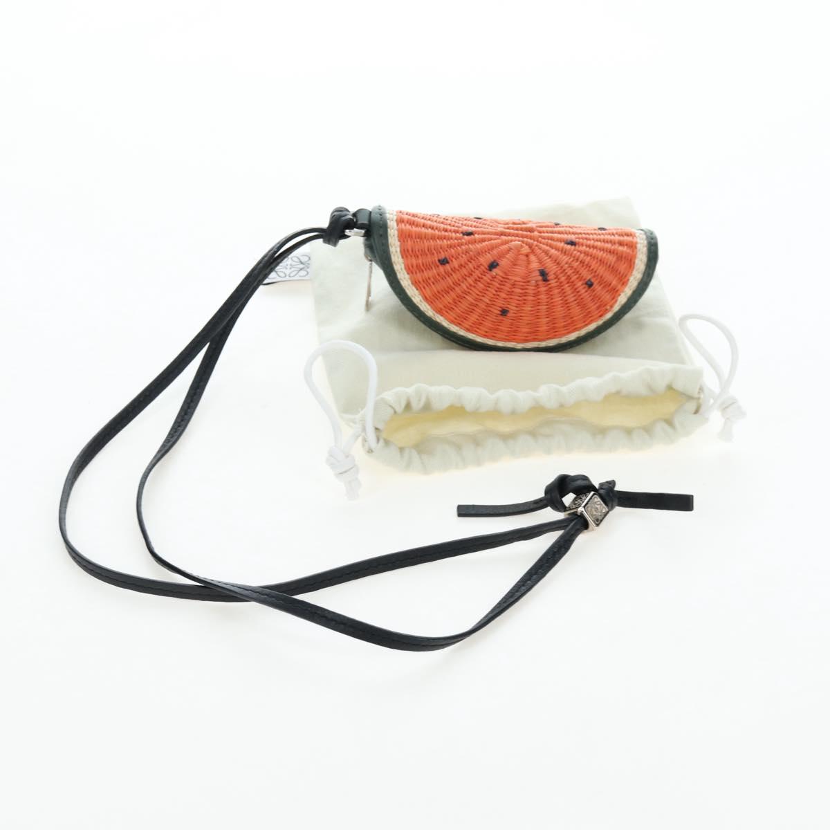 LOEWE Coin Purse Raffia Paula's Visa Collection Orange Auth bs36956M