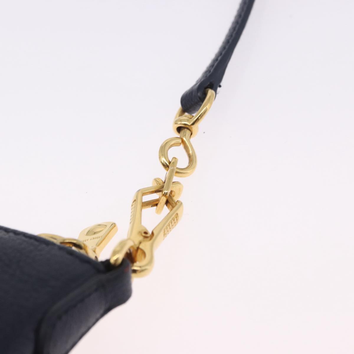 Miu Miu Chain Shoulder Bag Leather Blue Gold Auth bs36957A