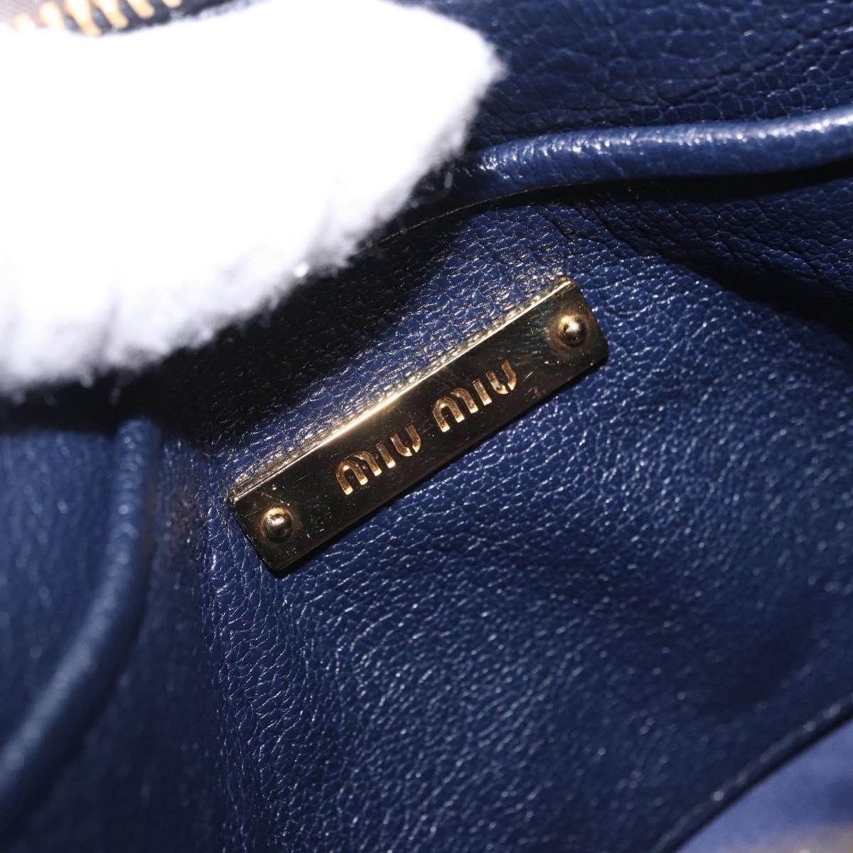 Miu Miu Chain Shoulder Bag Leather Blue Gold Auth bs36957A