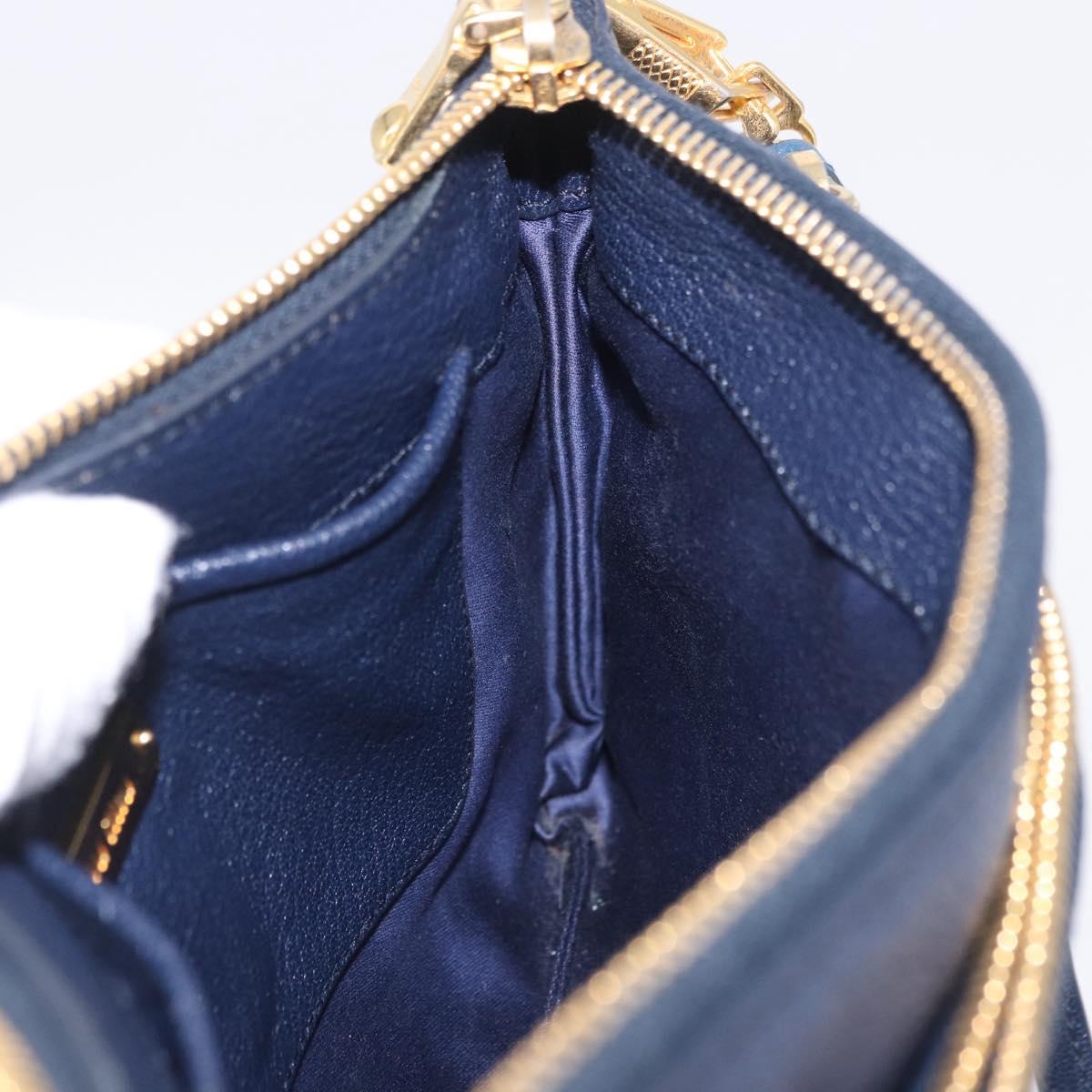 Miu Miu Chain Shoulder Bag Leather Blue Gold Auth bs36957A