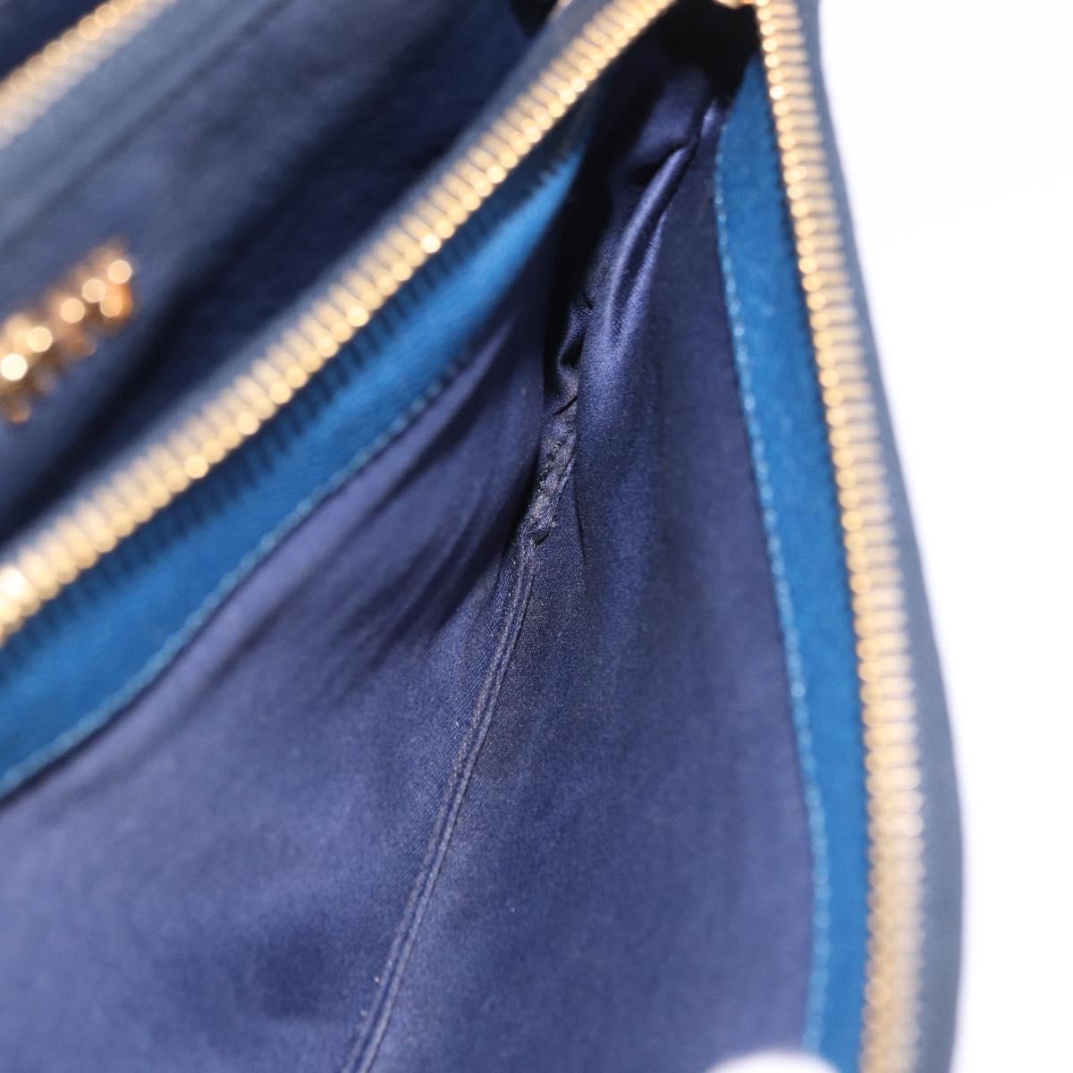 Miu Miu Chain Shoulder Bag Leather Blue Gold Auth bs36957A