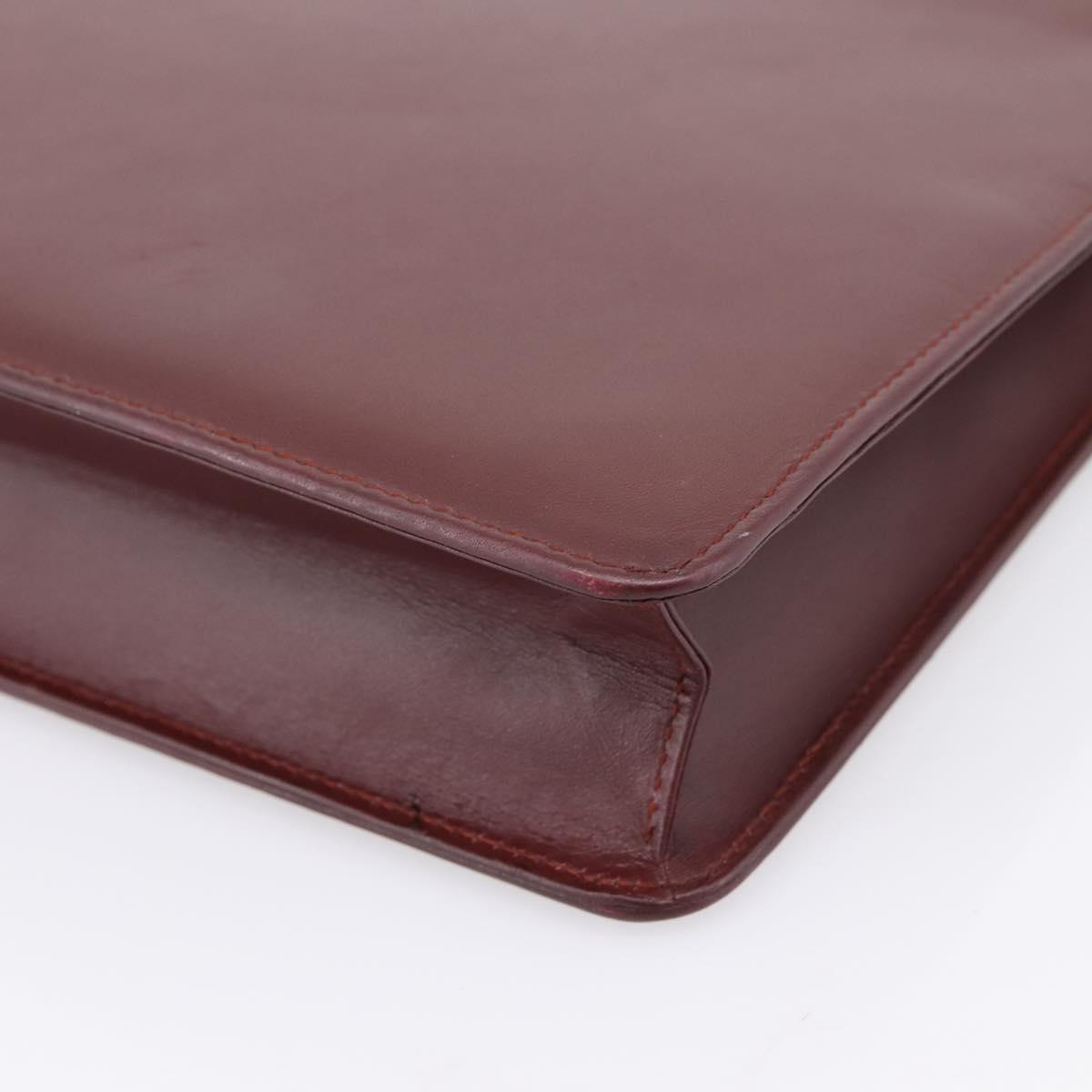 CARTIER Must Line Business Bag Leather Bordeaux Gold Auth bs36958