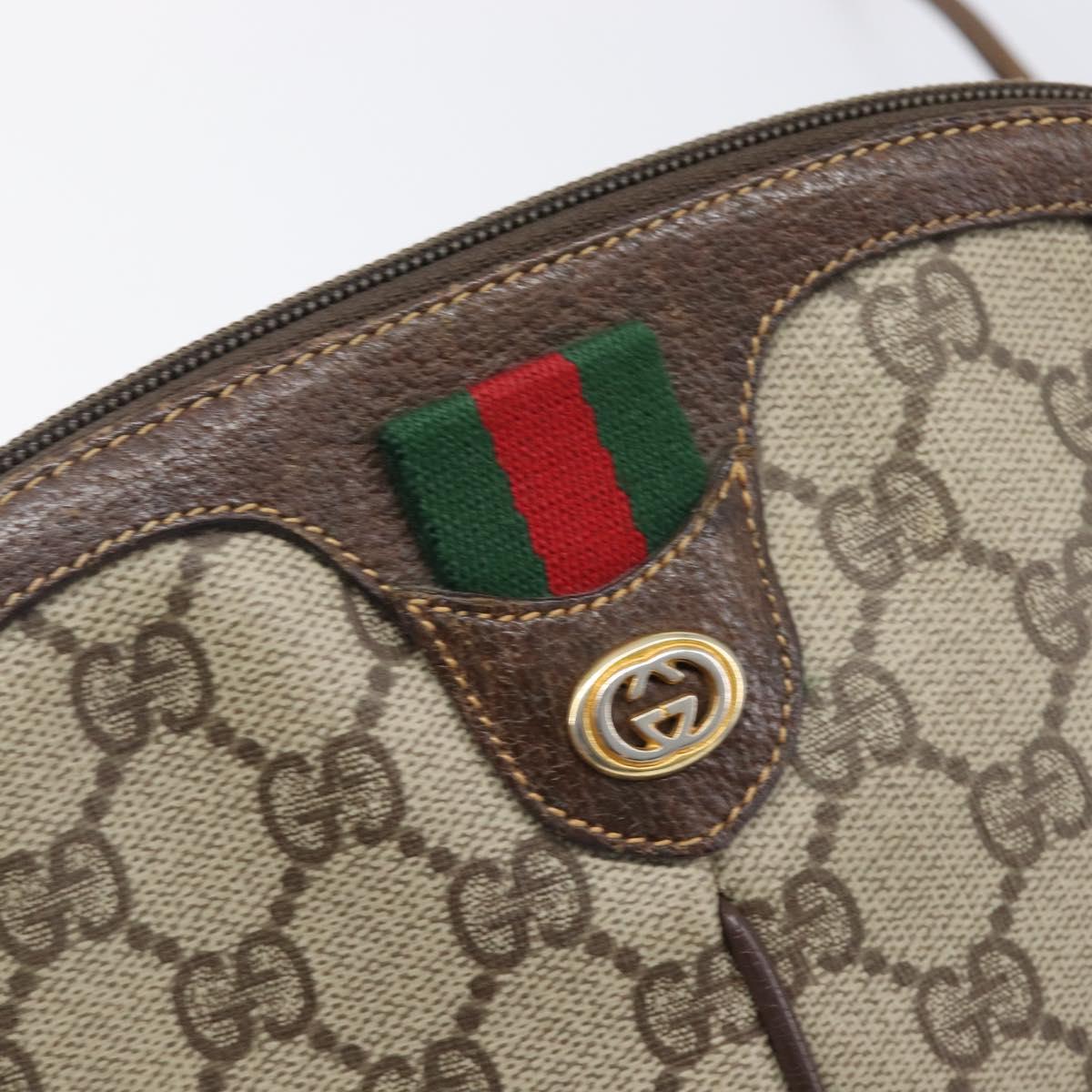 GUCCI GG Supreme Web Sherry Line Bag PVC Beige Gold 904 02 047 Auth bs36959