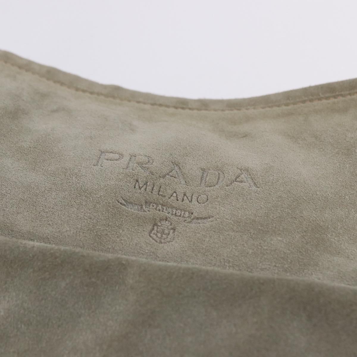 PRADA Shoulder Bag Suede Beige Auth bs36960