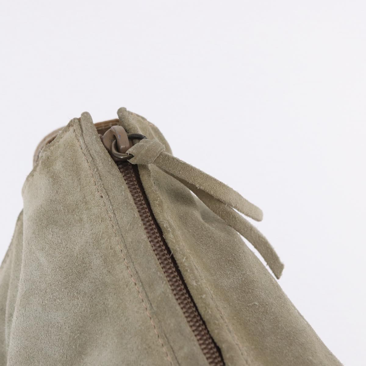 PRADA Shoulder Bag Suede Beige Auth bs36960