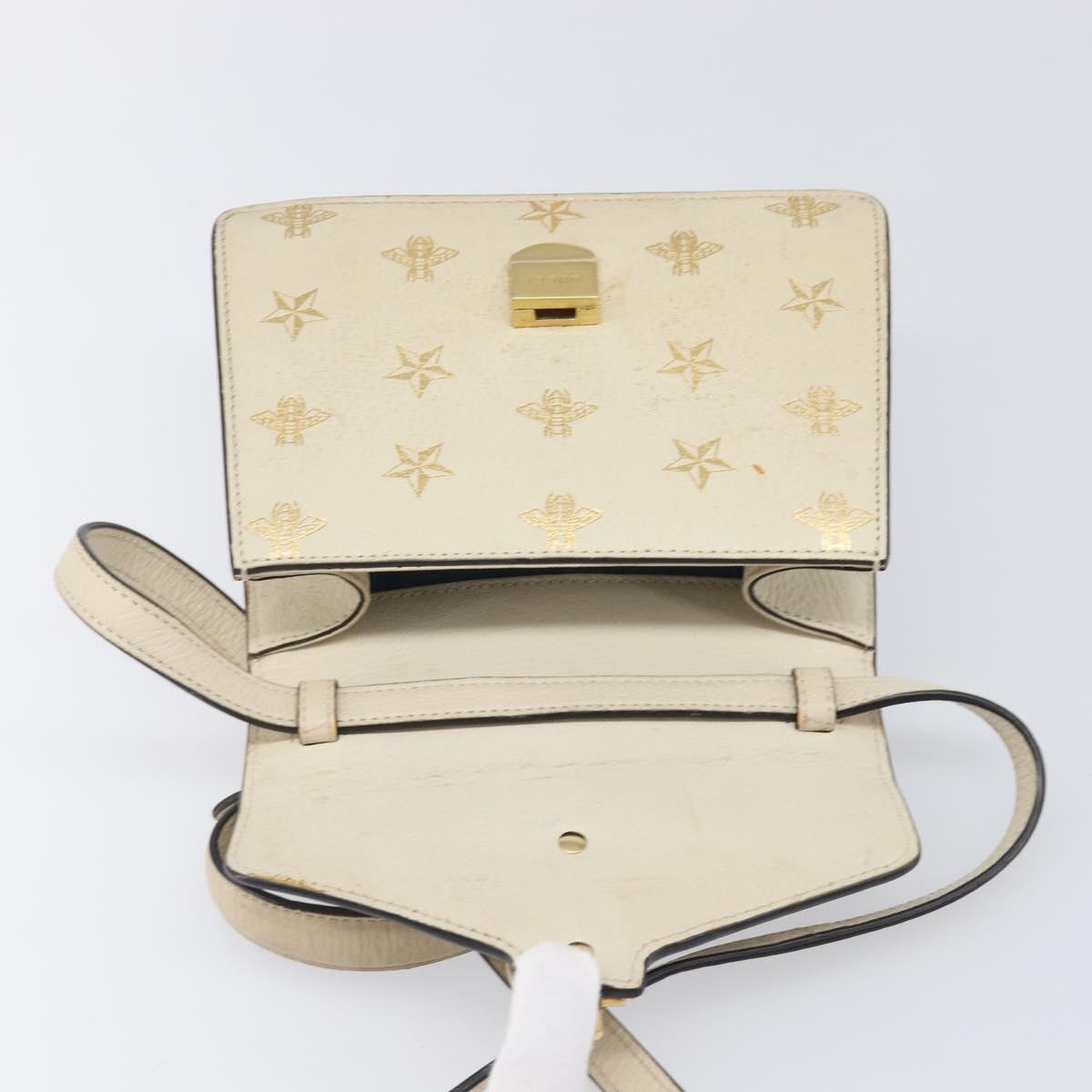 GUCCI Silvi Sherry Line Hand Bag Leather 2way White Gold 470270 Auth bs36962