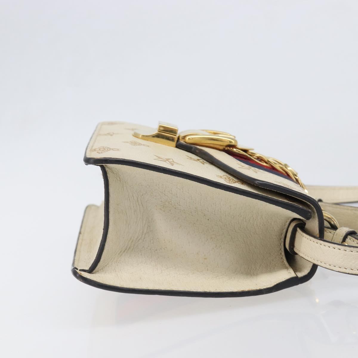 GUCCI Silvi Sherry Line Hand Bag Leather 2way White Gold 470270 Auth bs36962