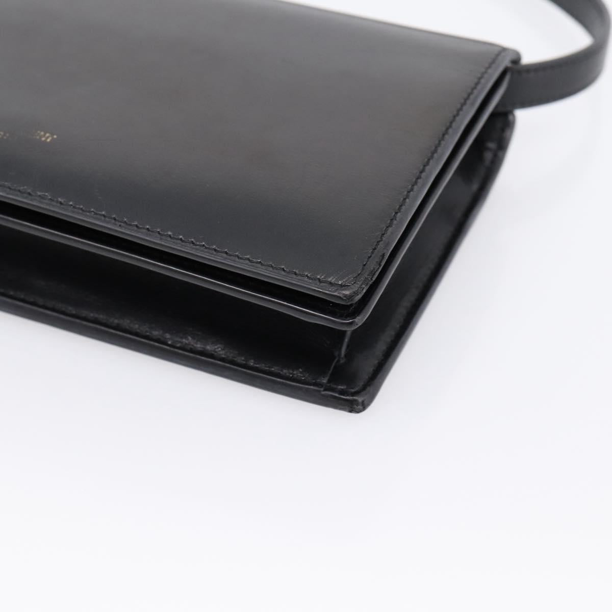 SAINT LAURENT Shoulder Bag Leather Black Gold Auth bs36963