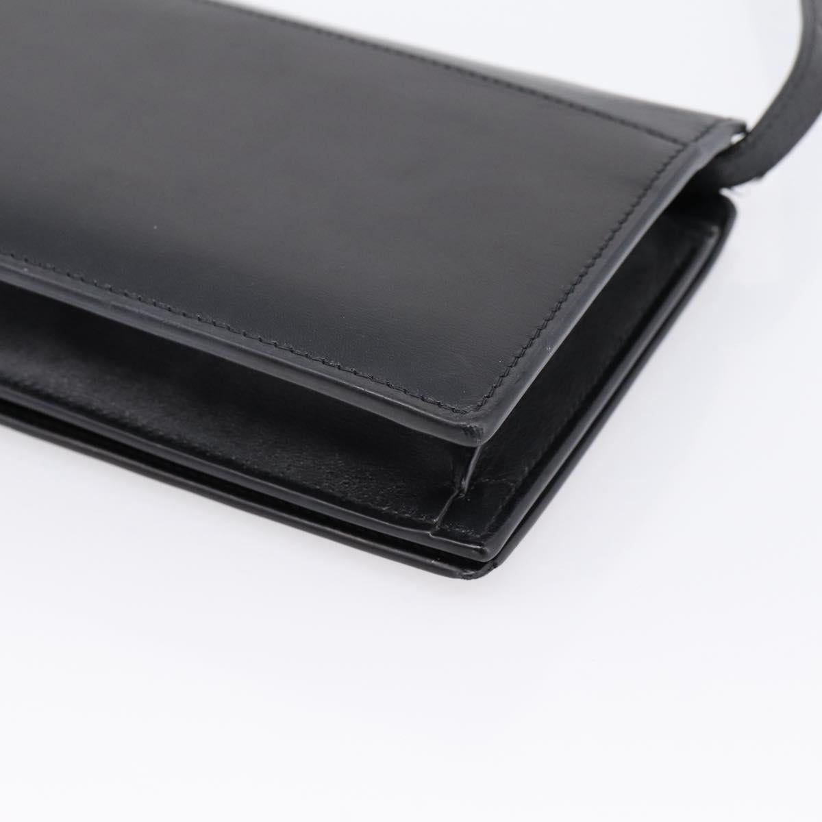SAINT LAURENT Shoulder Bag Leather Black Gold Auth bs36963