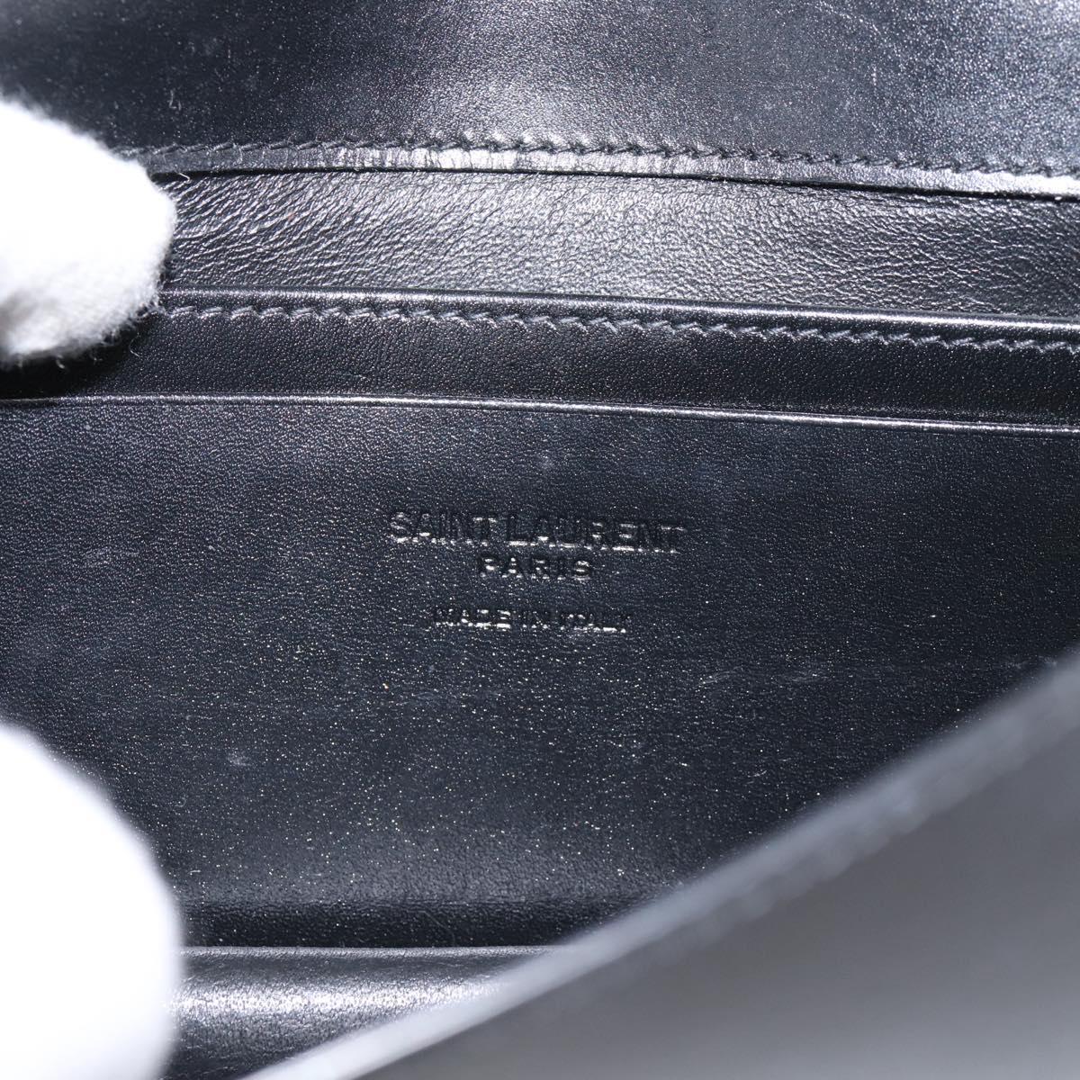 SAINT LAURENT Shoulder Bag Leather Black Gold Auth bs36963