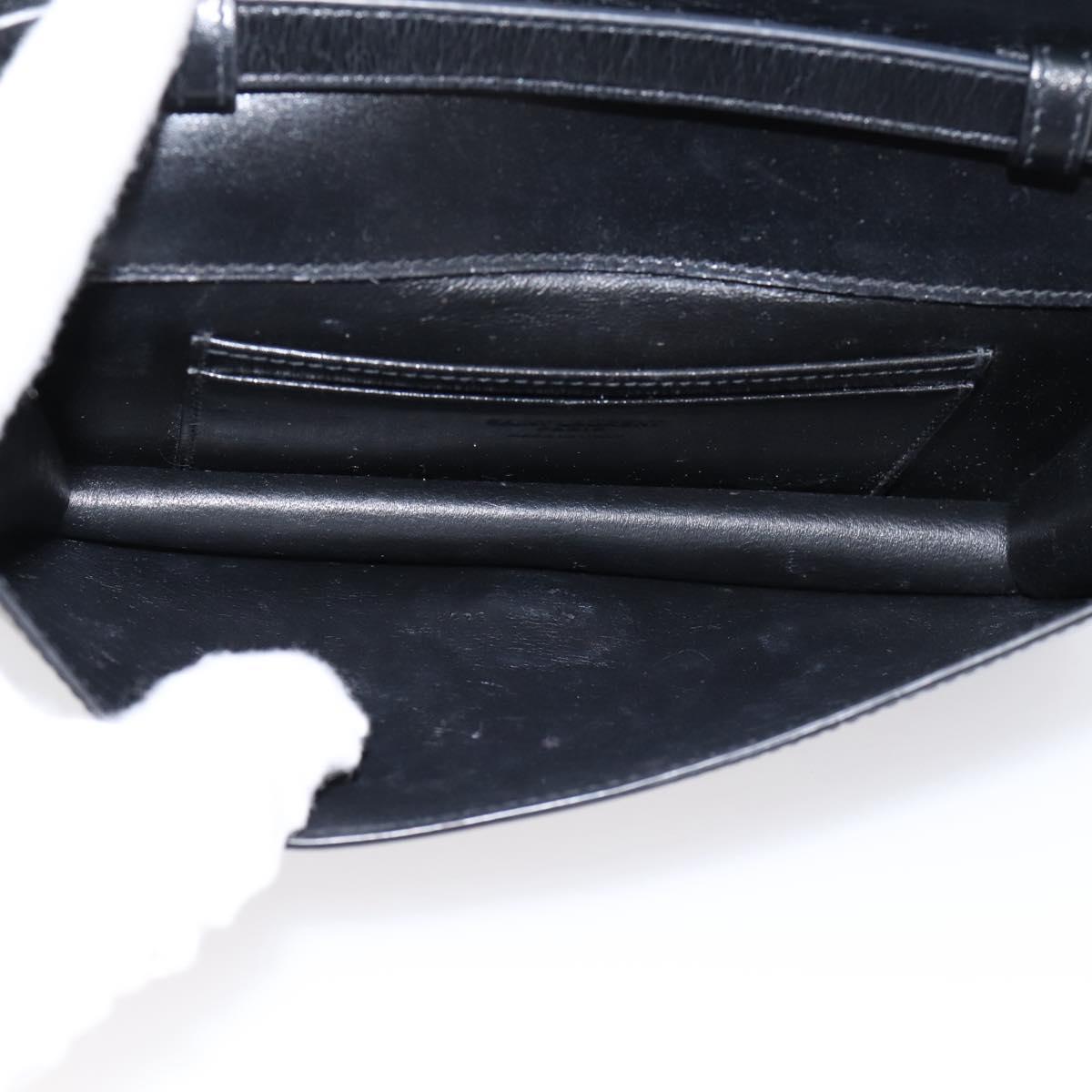 SAINT LAURENT Shoulder Bag Leather Black Gold Auth bs36963
