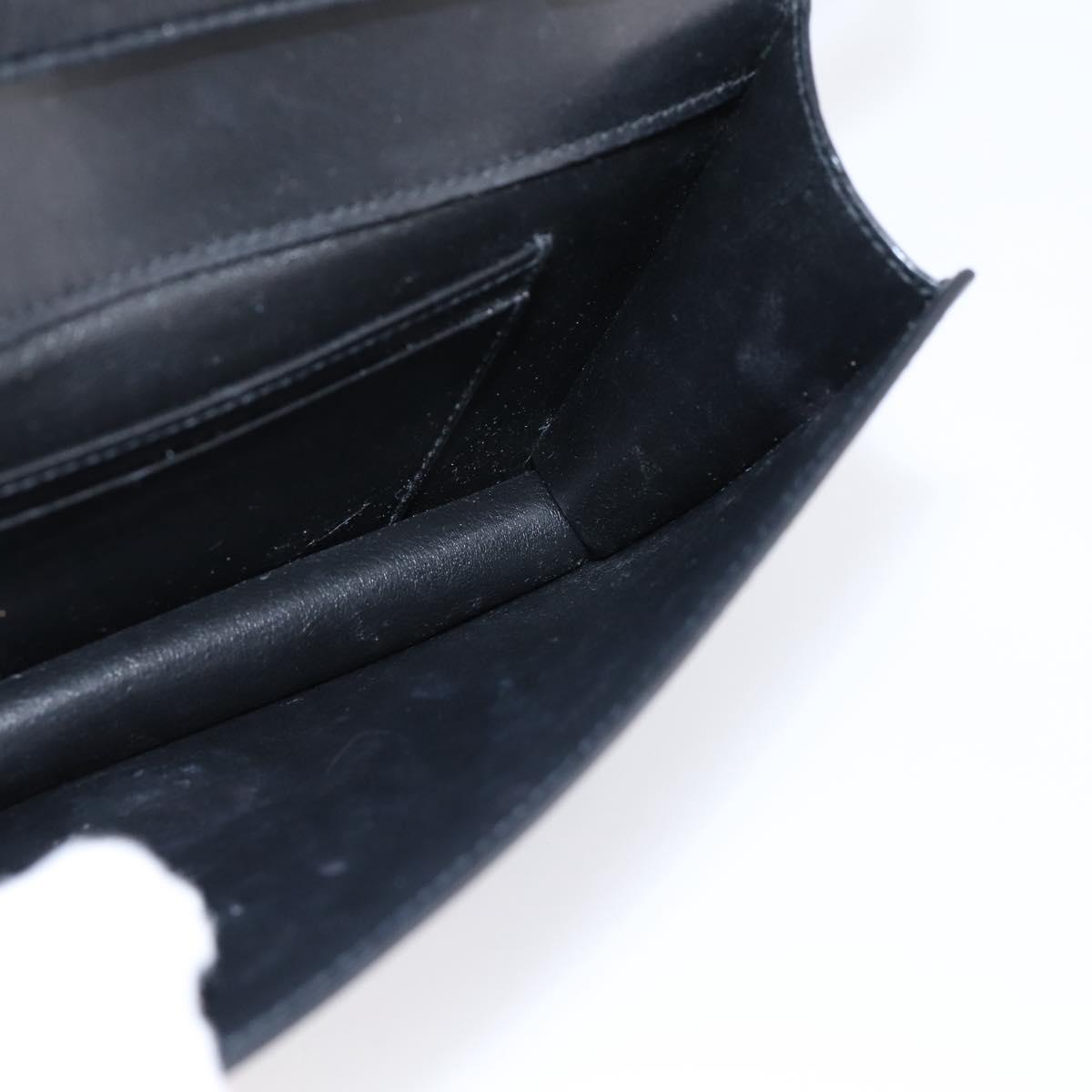 SAINT LAURENT Shoulder Bag Leather Black Gold Auth bs36963