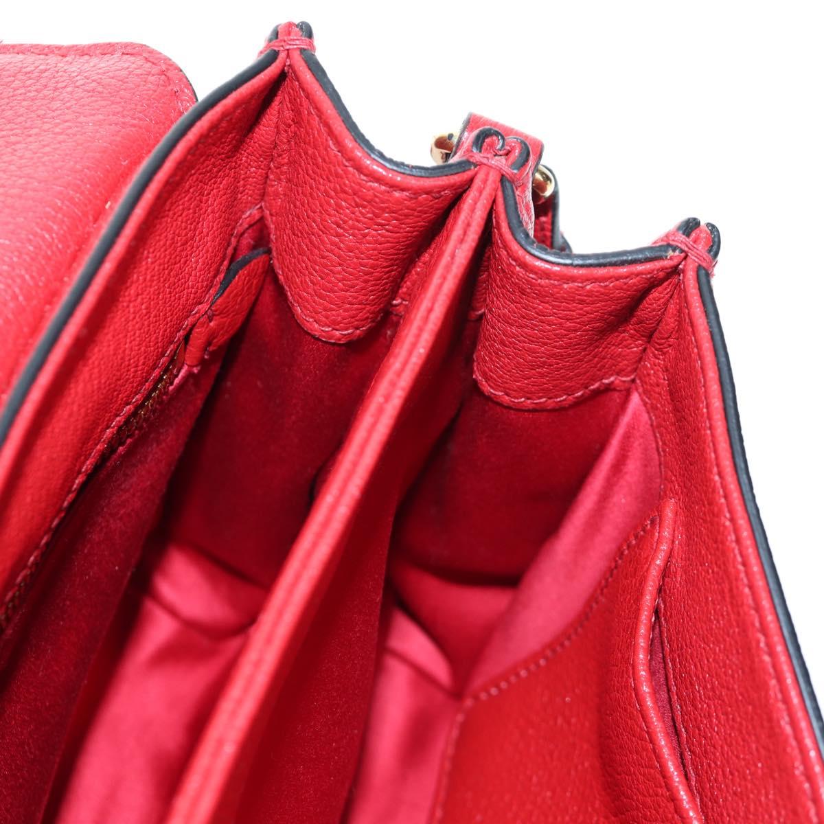 Miu Miu Shoulder Bag Leather Red Gold Auth bs36964V