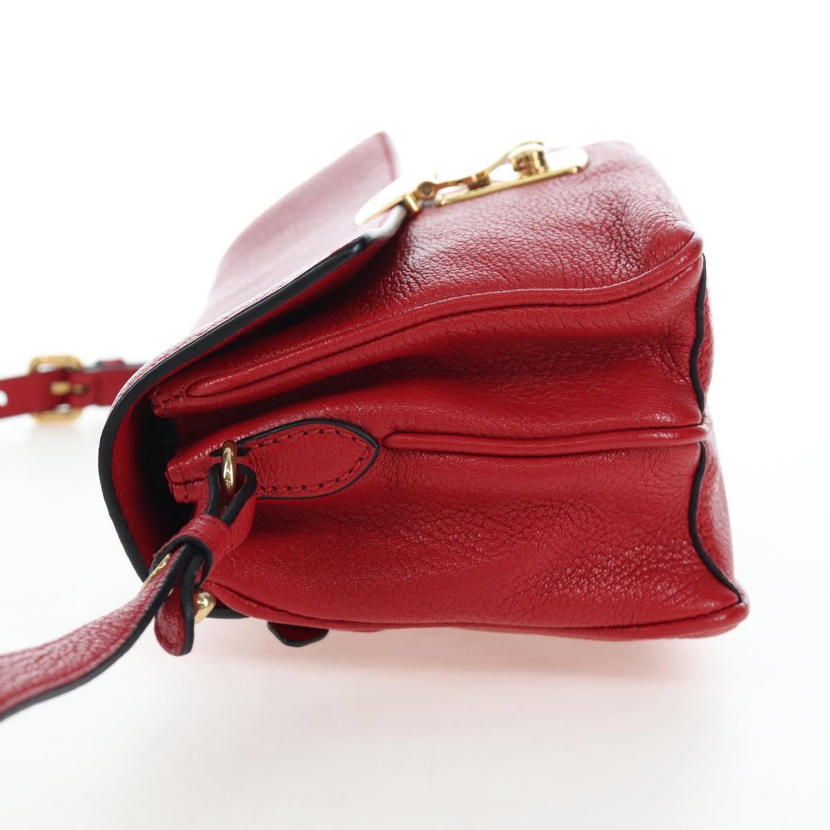 Miu Miu Shoulder Bag Leather Red Gold Auth bs36964V