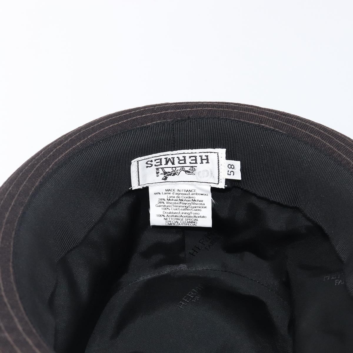 HERMES Bucket Hat Wool Black Auth bs36965
