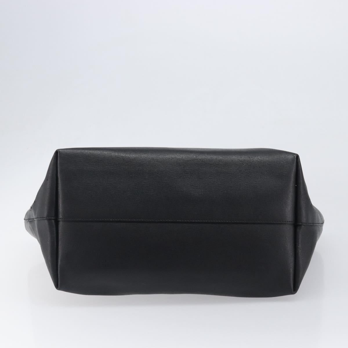 FENDI Tote Bag Leather Black Silver Auth bs36971