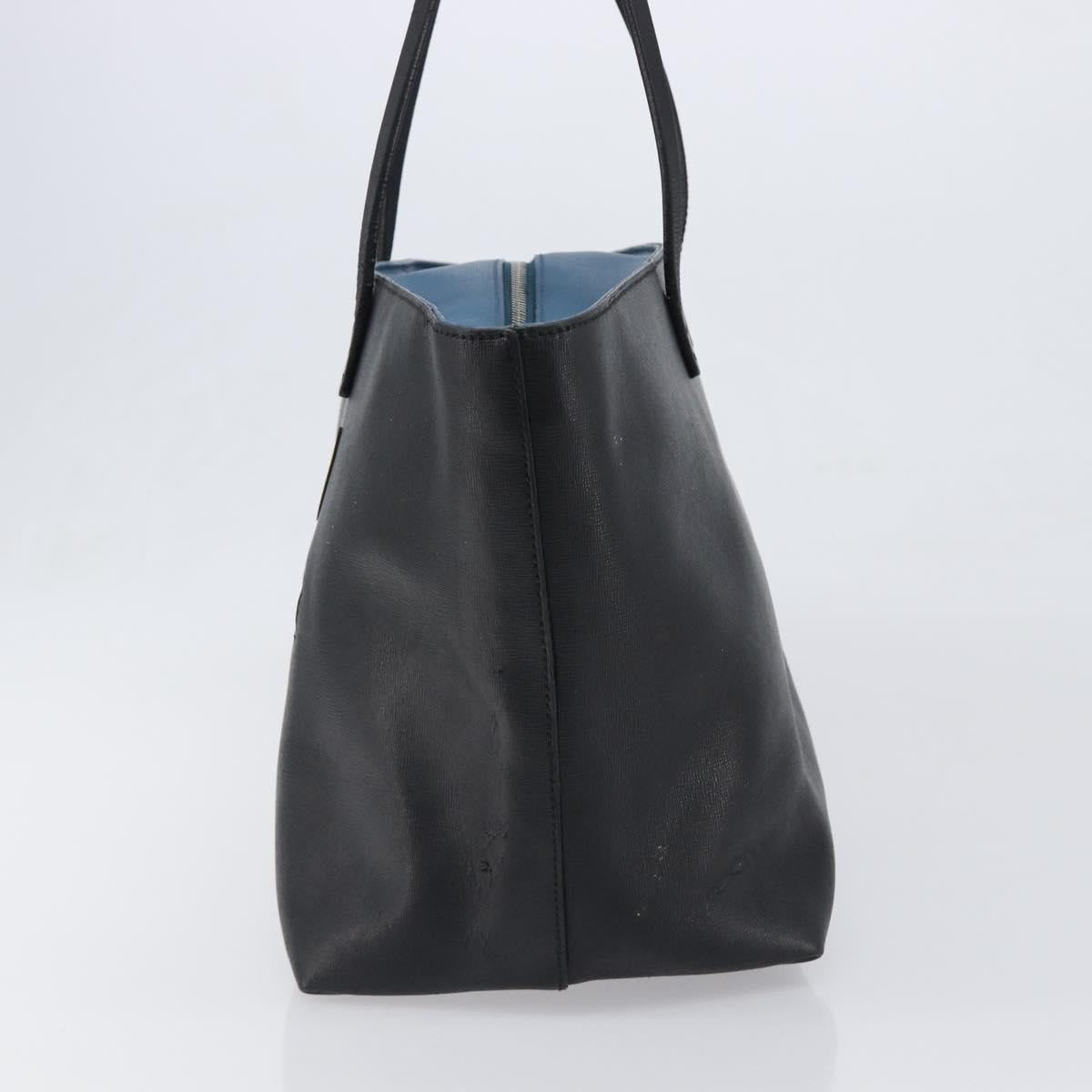 FENDI Tote Bag Leather Black Silver Auth bs36971