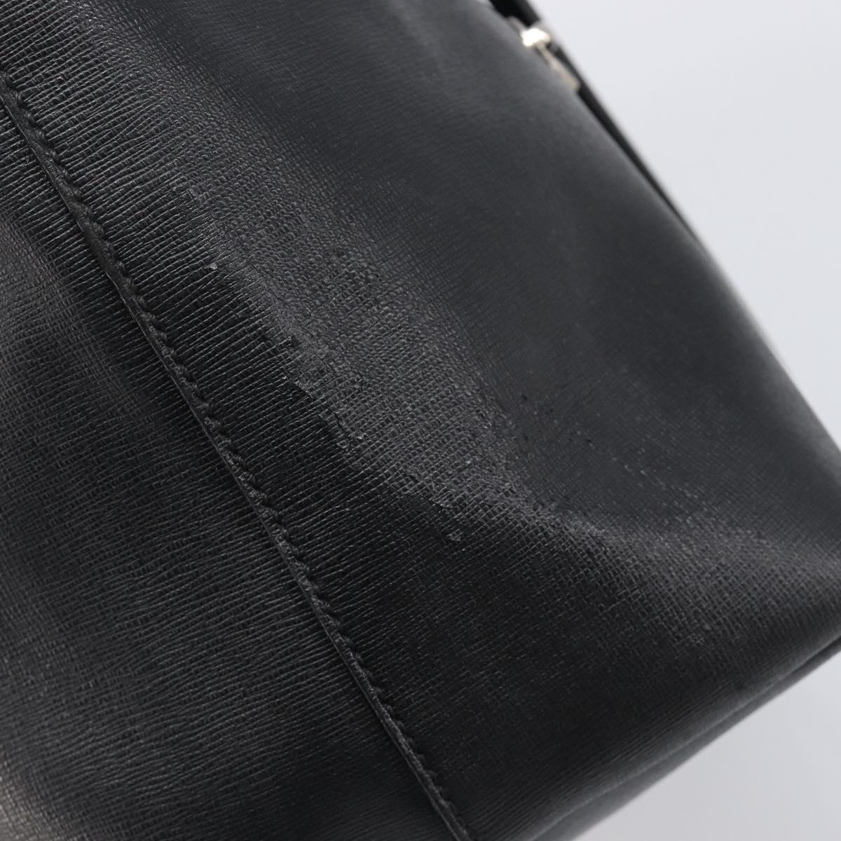 FENDI Tote Bag Leather Black Silver Auth bs36971