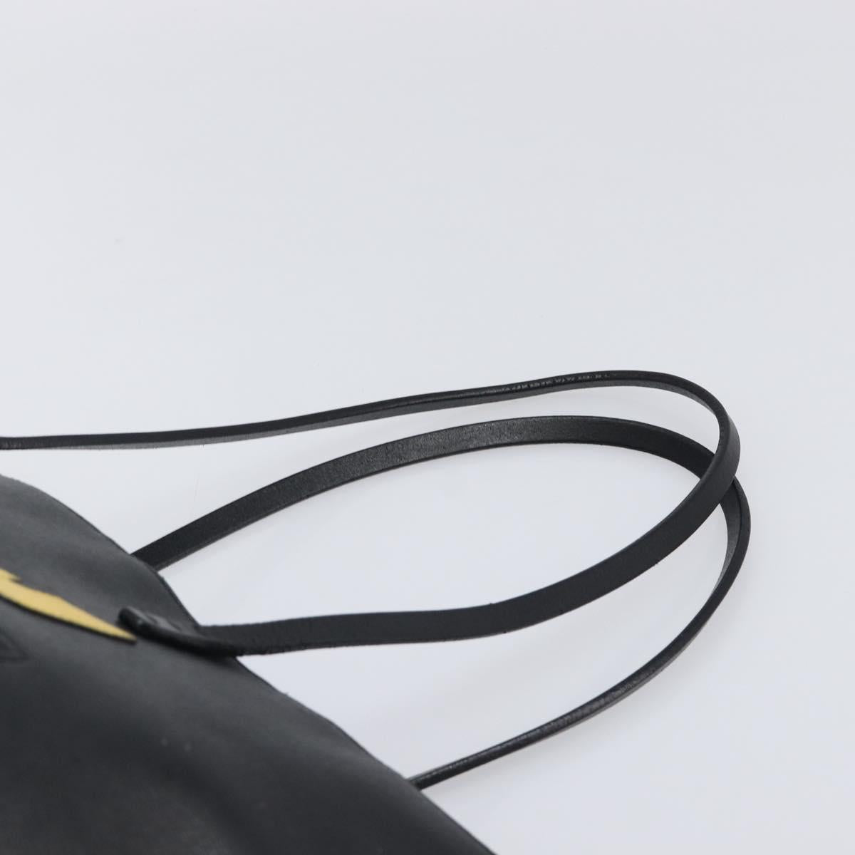 FENDI Tote Bag Leather Black Silver Auth bs36971