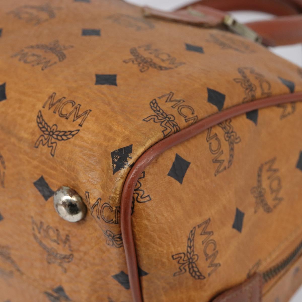 MCM Vicetos Logogram Hand Bag PVC Leather Brown Gold Auth bs36972