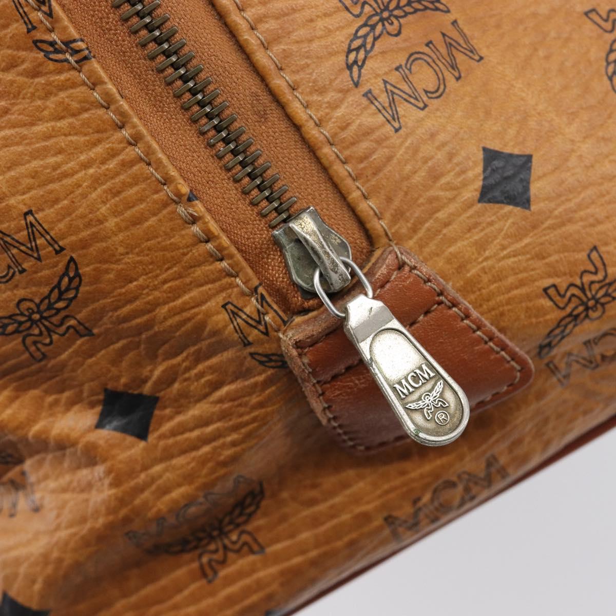 MCM Vicetos Logogram Hand Bag PVC Leather Brown Gold Auth bs36972
