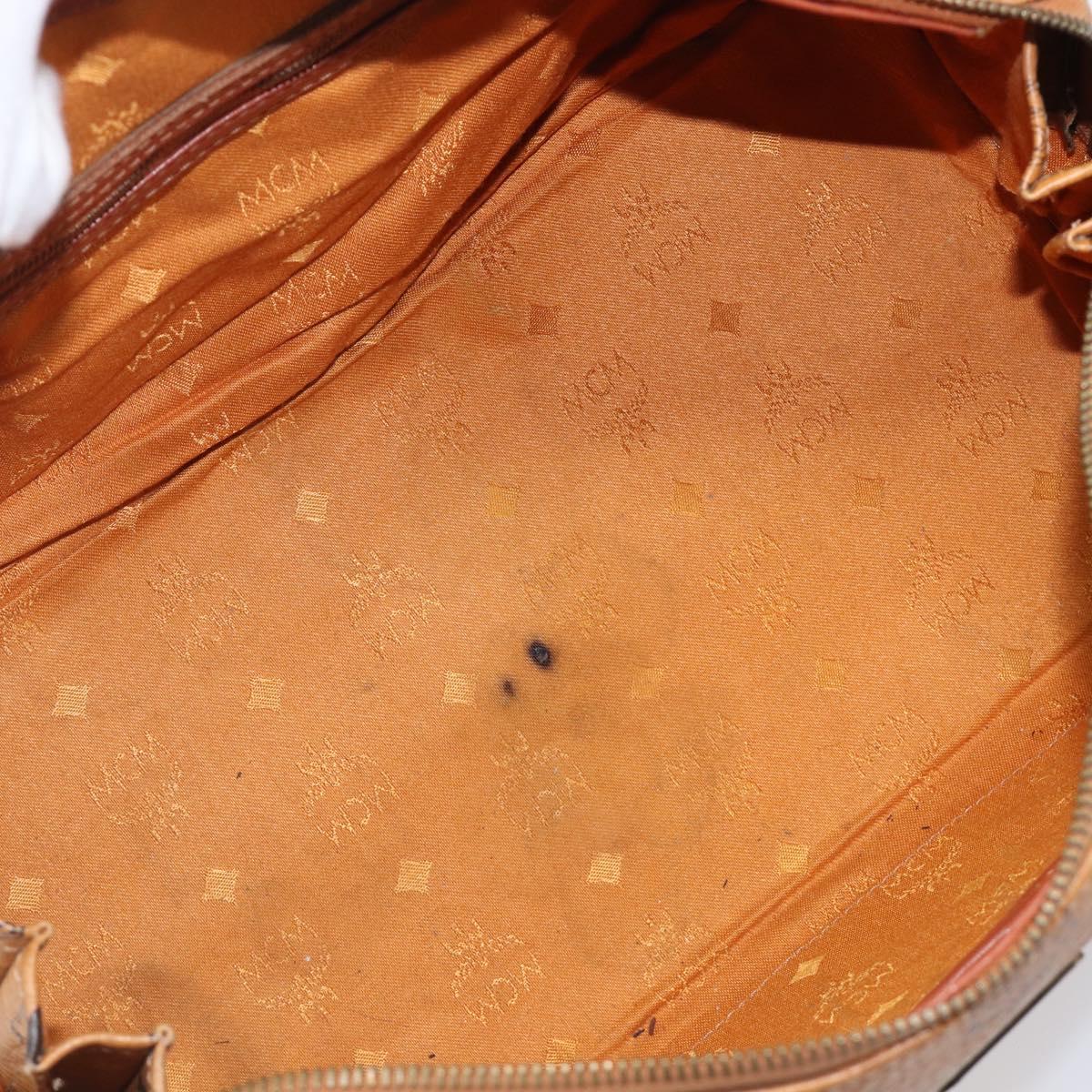 MCM Vicetos Logogram Hand Bag PVC Leather Brown Gold Auth bs36972