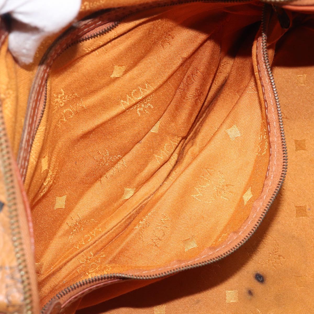 MCM Vicetos Logogram Hand Bag PVC Leather Brown Gold Auth bs36972