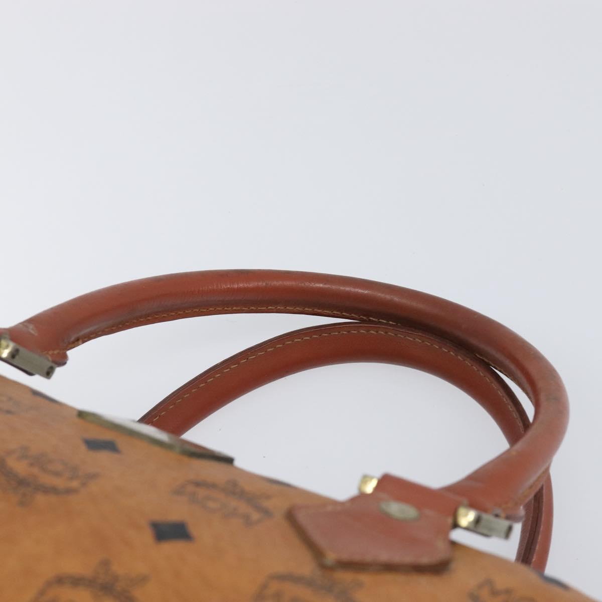 MCM Vicetos Logogram Hand Bag PVC Leather Brown Gold Auth bs36972