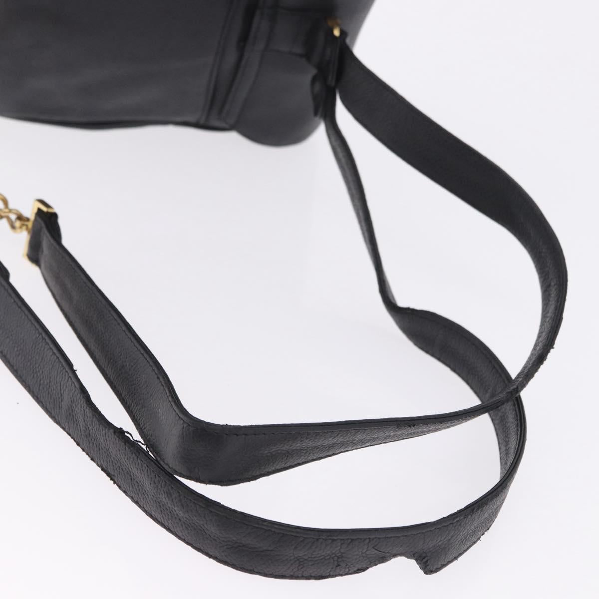 CHANEL Backpack Caviar Skin Black Gold CC Auth bs36973