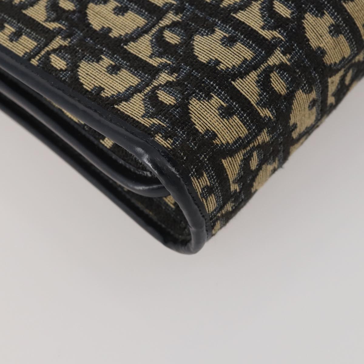 Christian Dior Trotter Canvas Shoulder Bag Navy Gold Auth bs36975