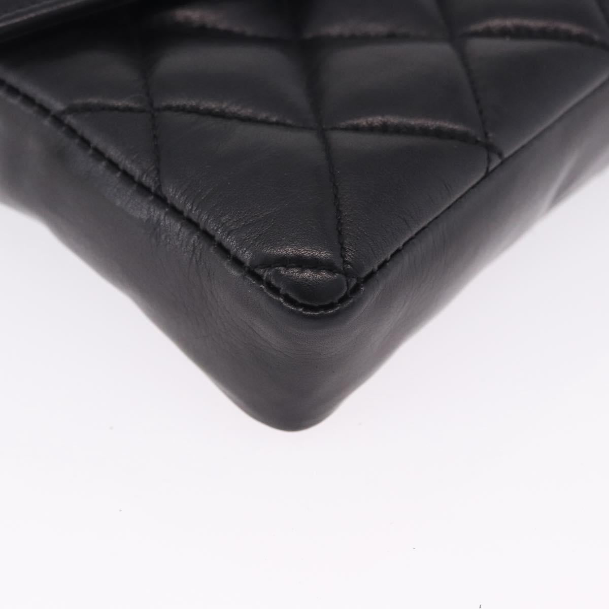 CHANEL Matelasse Chain Waist bag Lamb Skin Black Gold CC Auth bs36984A