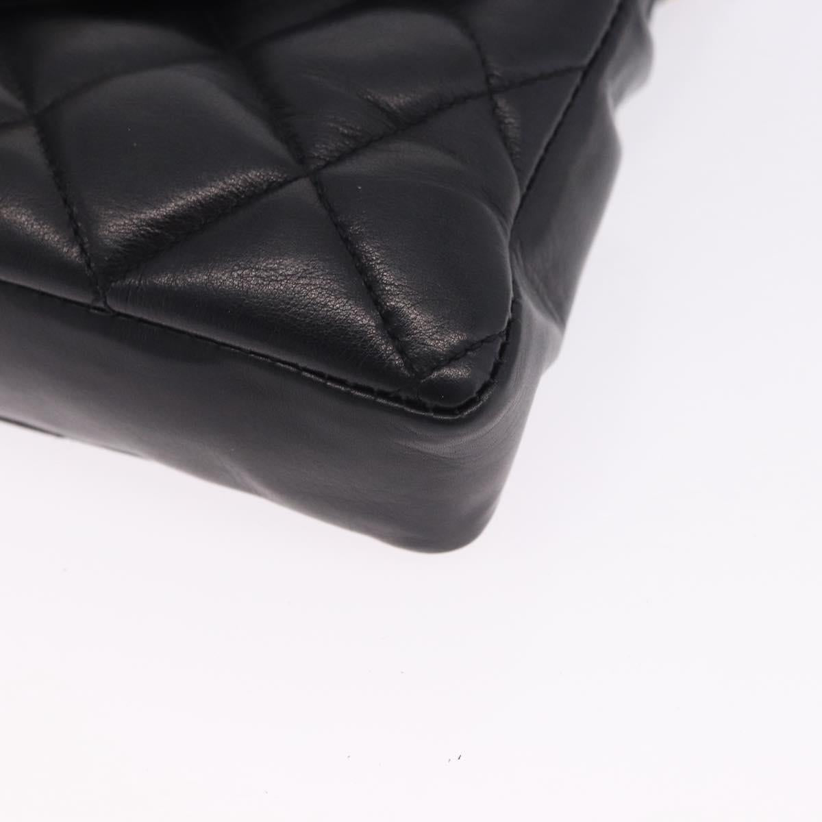 CHANEL Matelasse Chain Waist bag Lamb Skin Black Gold CC Auth bs36984A