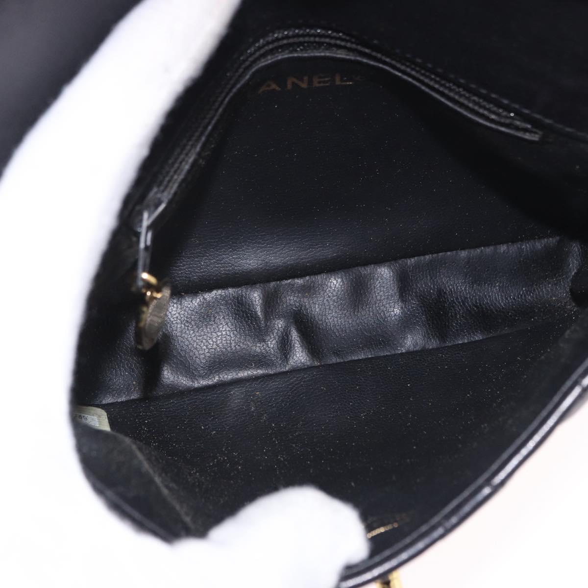 CHANEL Matelasse Chain Waist bag Lamb Skin Black Gold CC Auth bs36984A