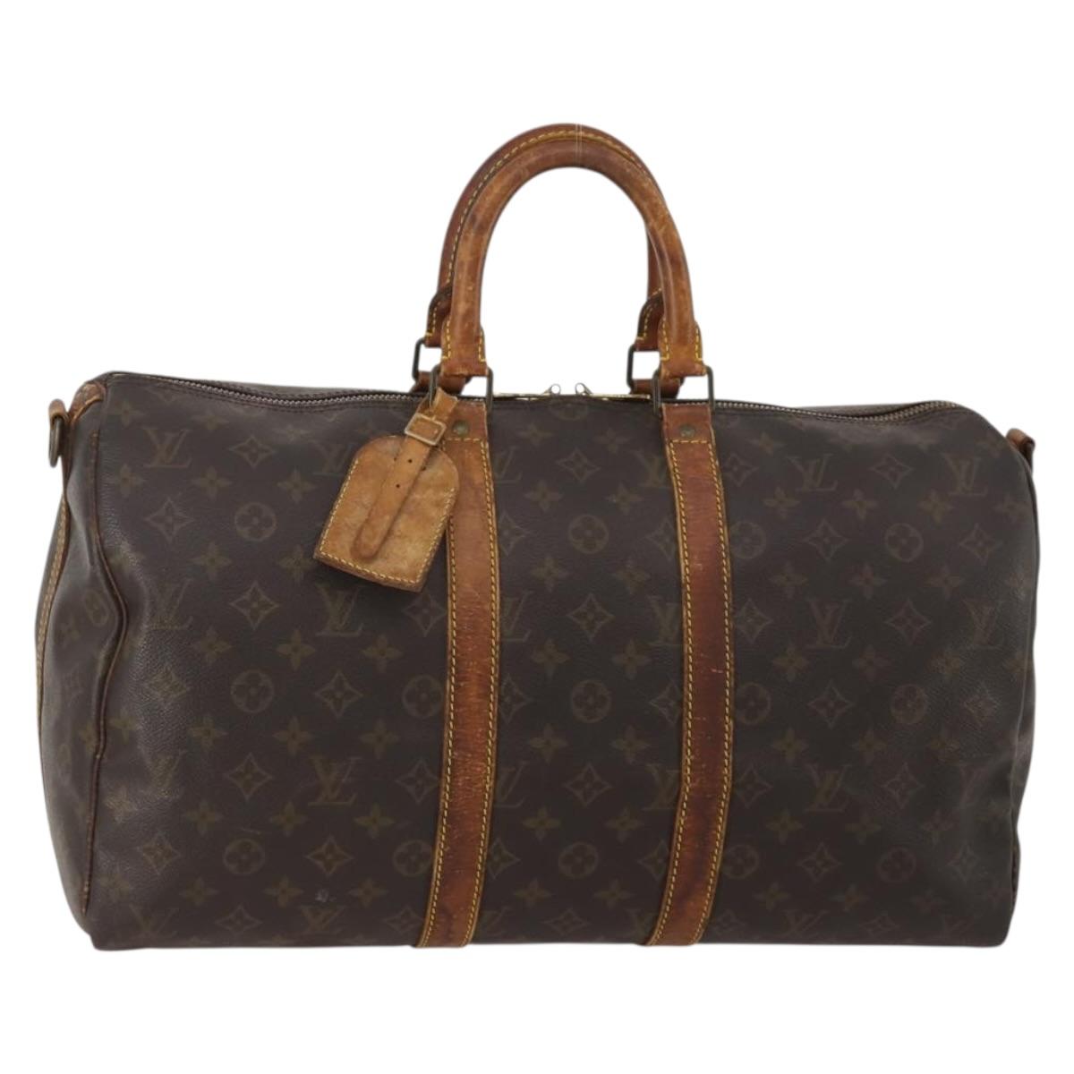 LOUIS VUITTON Monogram Keepall Bandouliere 45 Boston Bag M41418 LV Auth bs36988