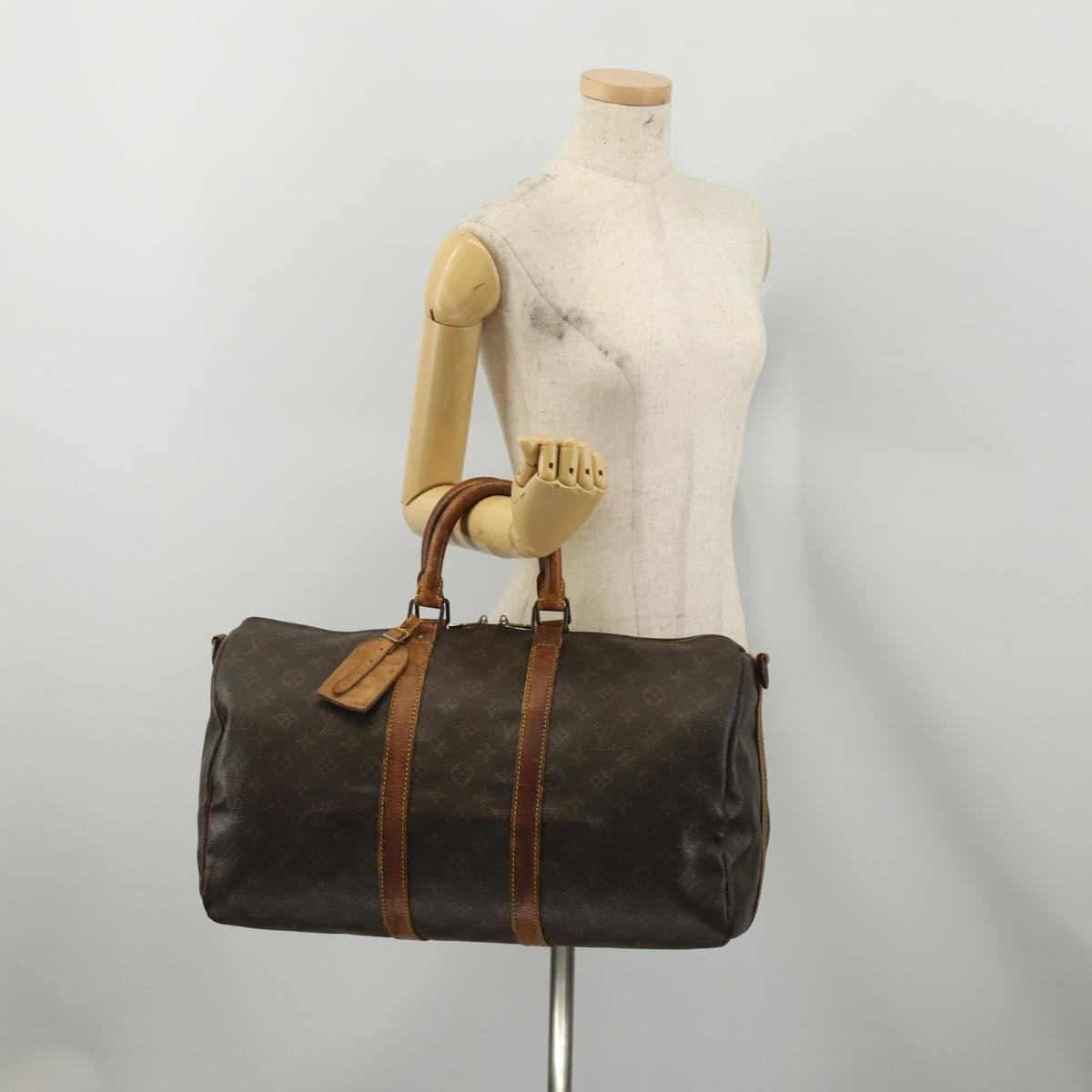 LOUIS VUITTON Monogram Keepall Bandouliere 45 Boston Bag M41418 LV Auth bs36988