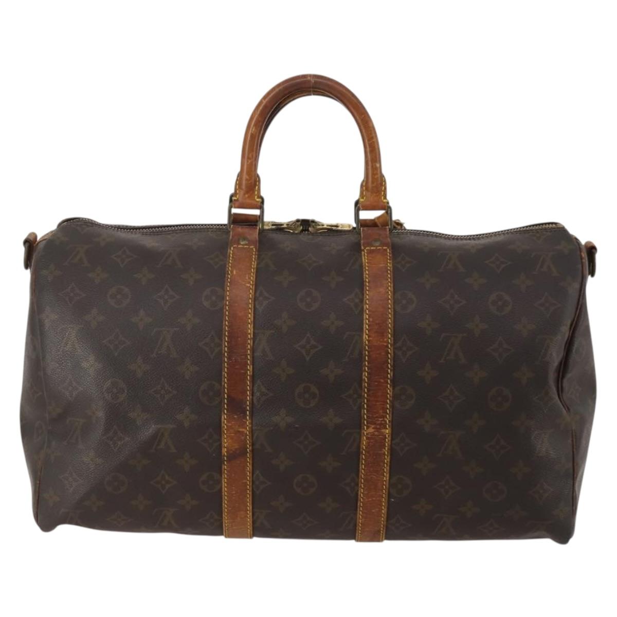 LOUIS VUITTON Monogram Keepall Bandouliere 45 Boston Bag M41418 LV Auth bs36988