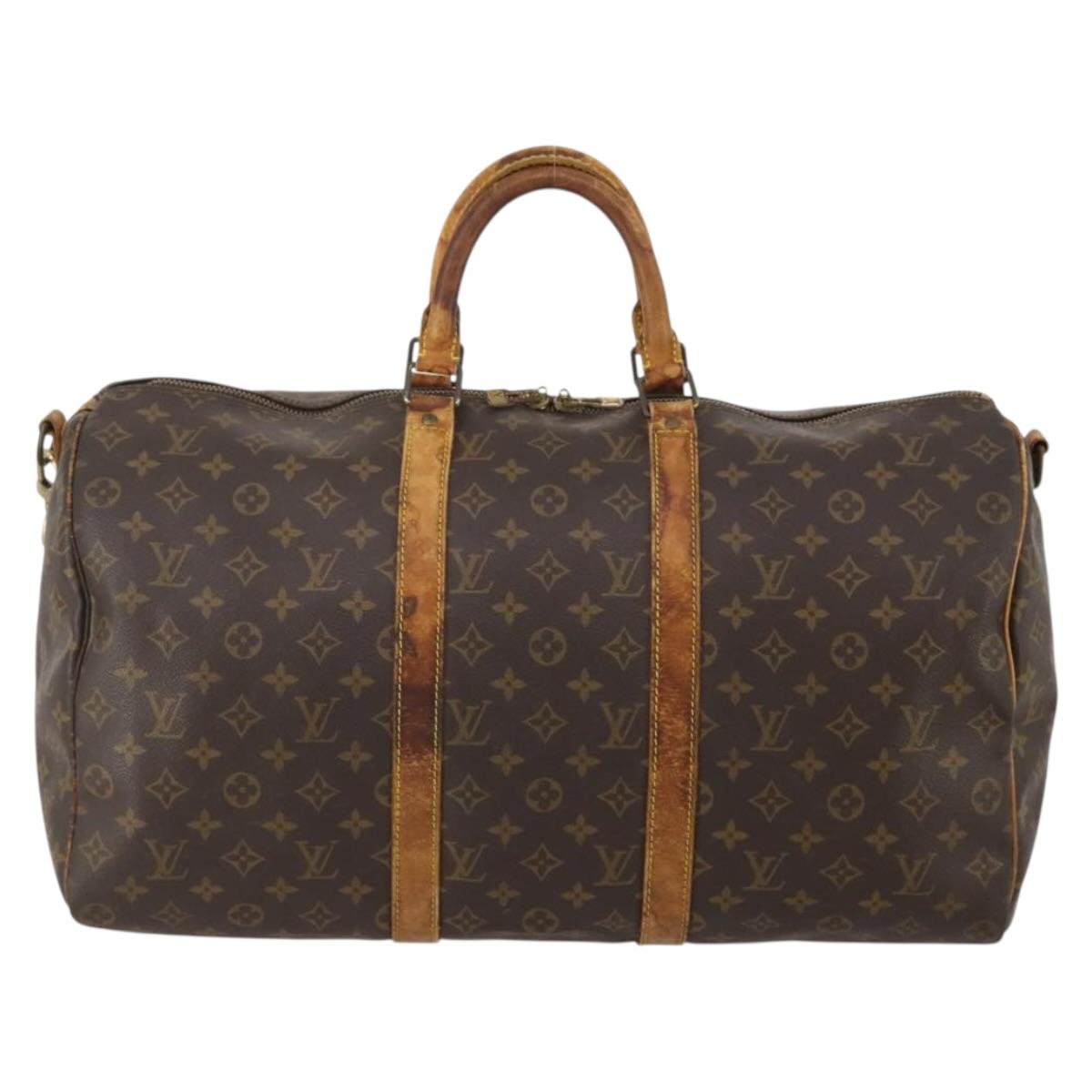 LOUIS VUITTON Monogram Keepall Bandouliere 50 Boston Bag M41416 LV Auth bs36989