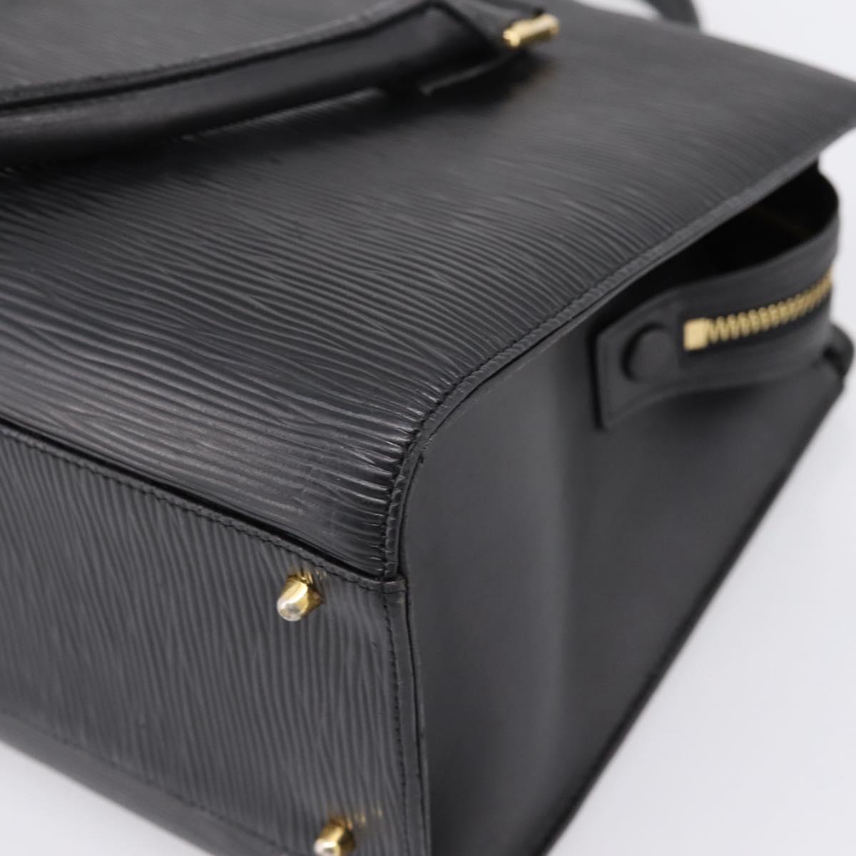 VALENTINO Hand Bag Leather Black Gold Auth bs36997