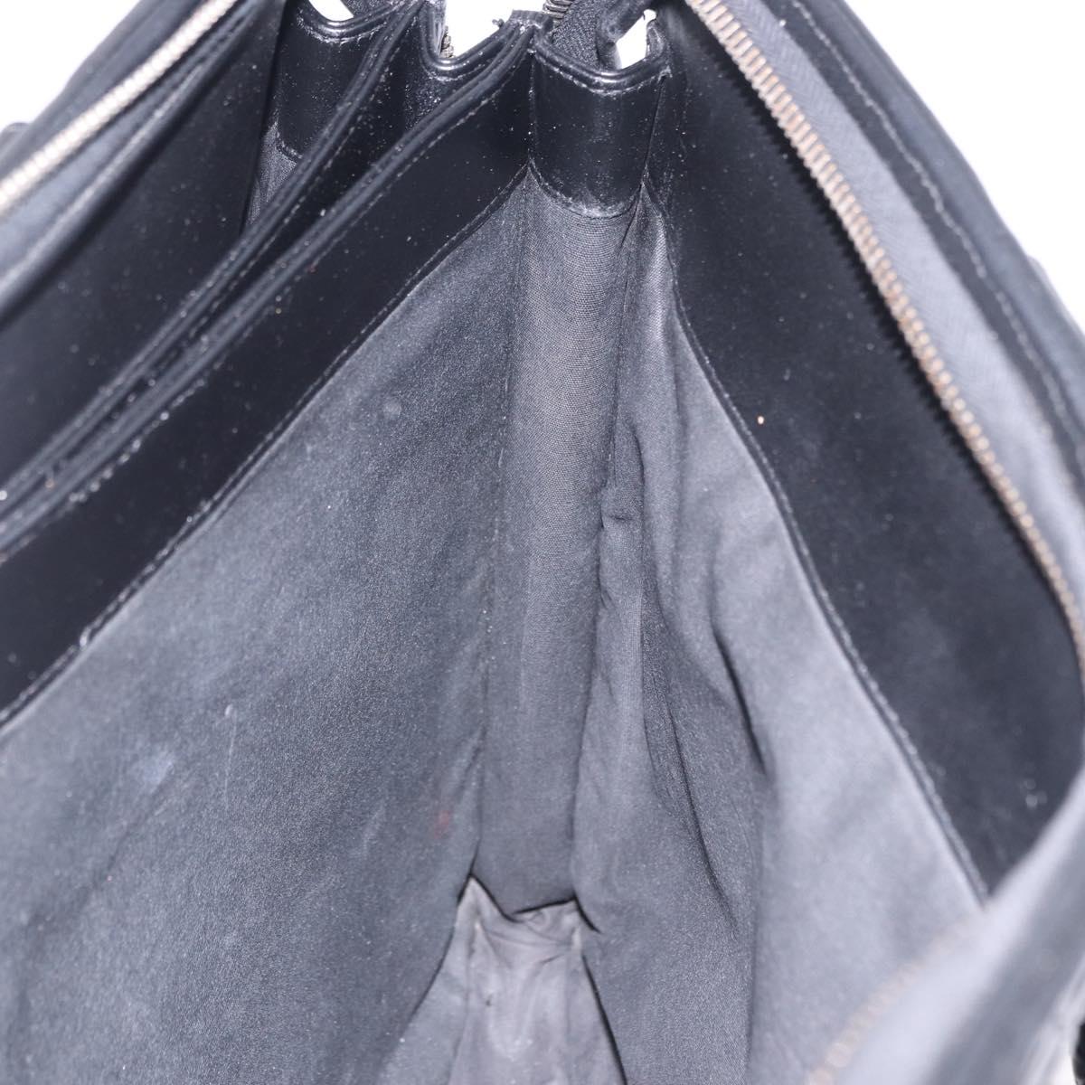 BOTTEGA VENETA INTRECCIATO Business Bag Leather Black Silver Auth bs36998