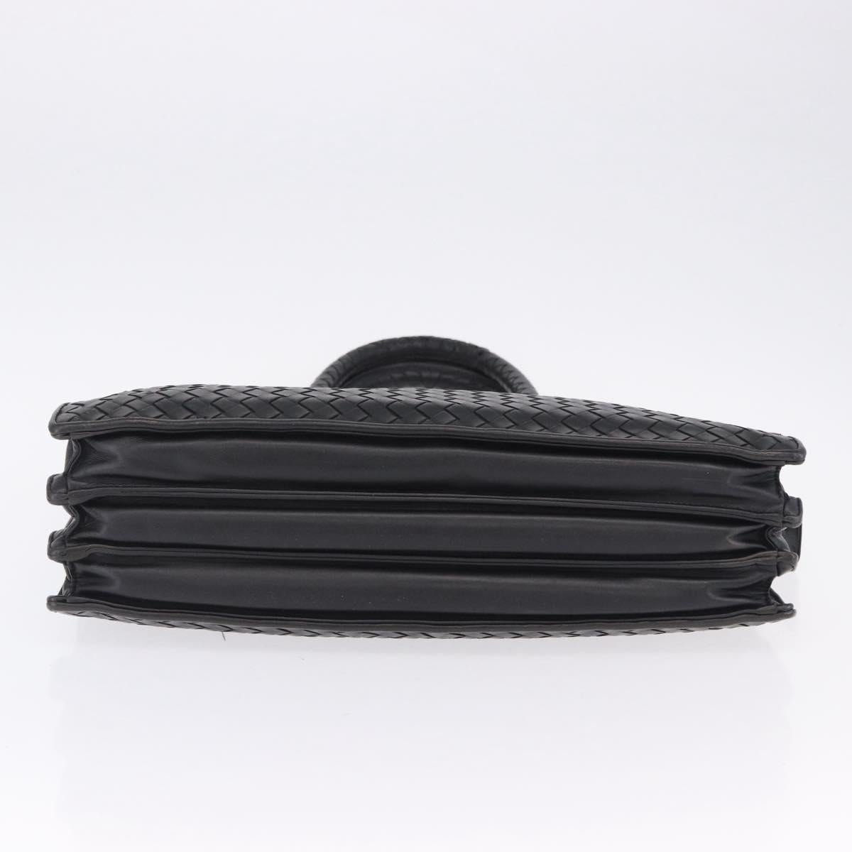 BOTTEGA VENETA INTRECCIATO Business Bag Leather Black Silver Auth bs36998