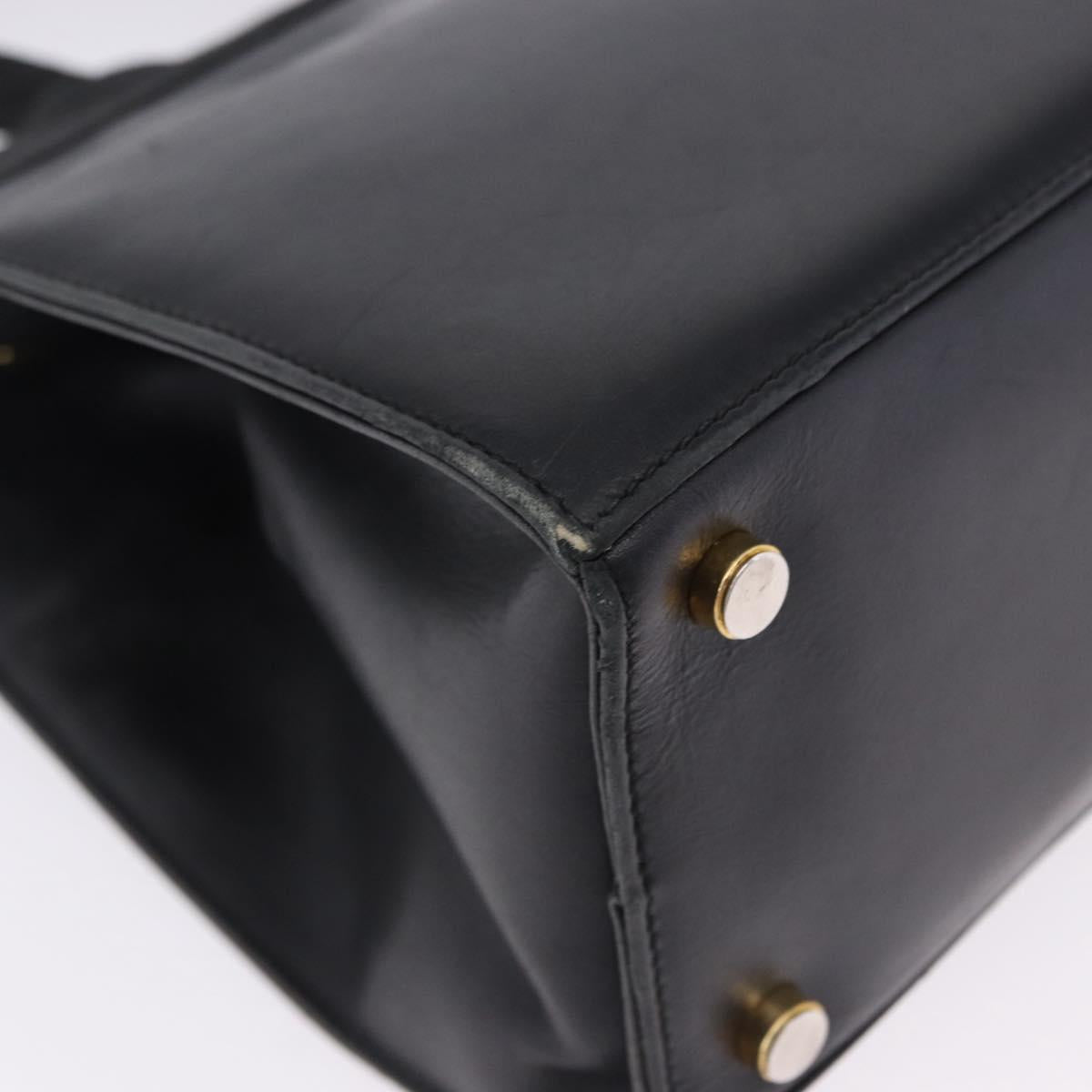 Salvatore Ferragamo Vala Hand Bag Leather Black Gold Auth bs37001