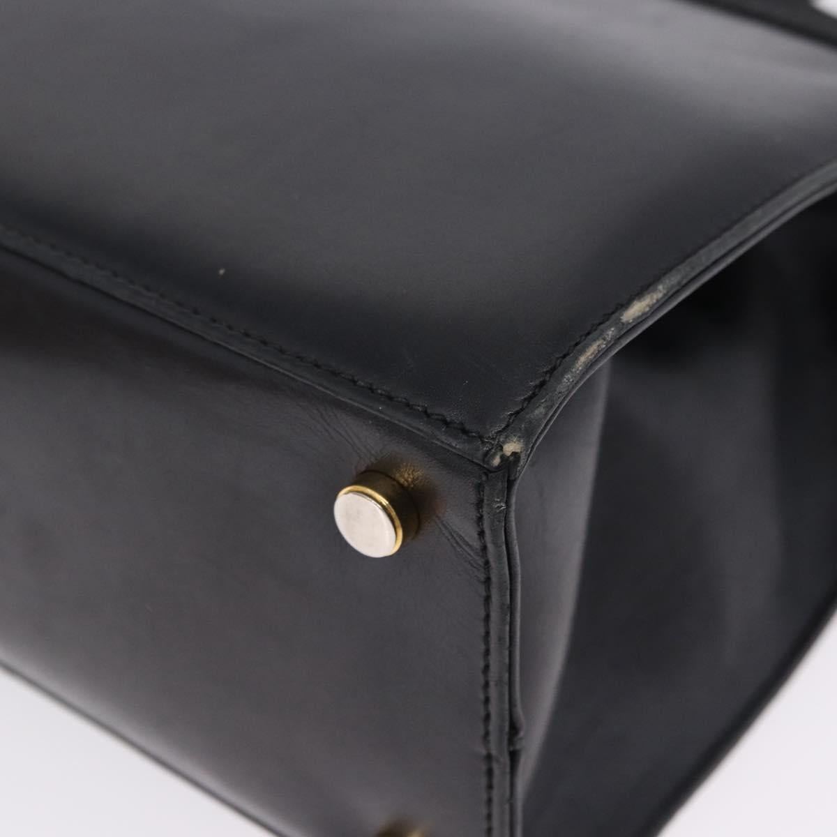 Salvatore Ferragamo Vala Hand Bag Leather Black Gold Auth bs37001