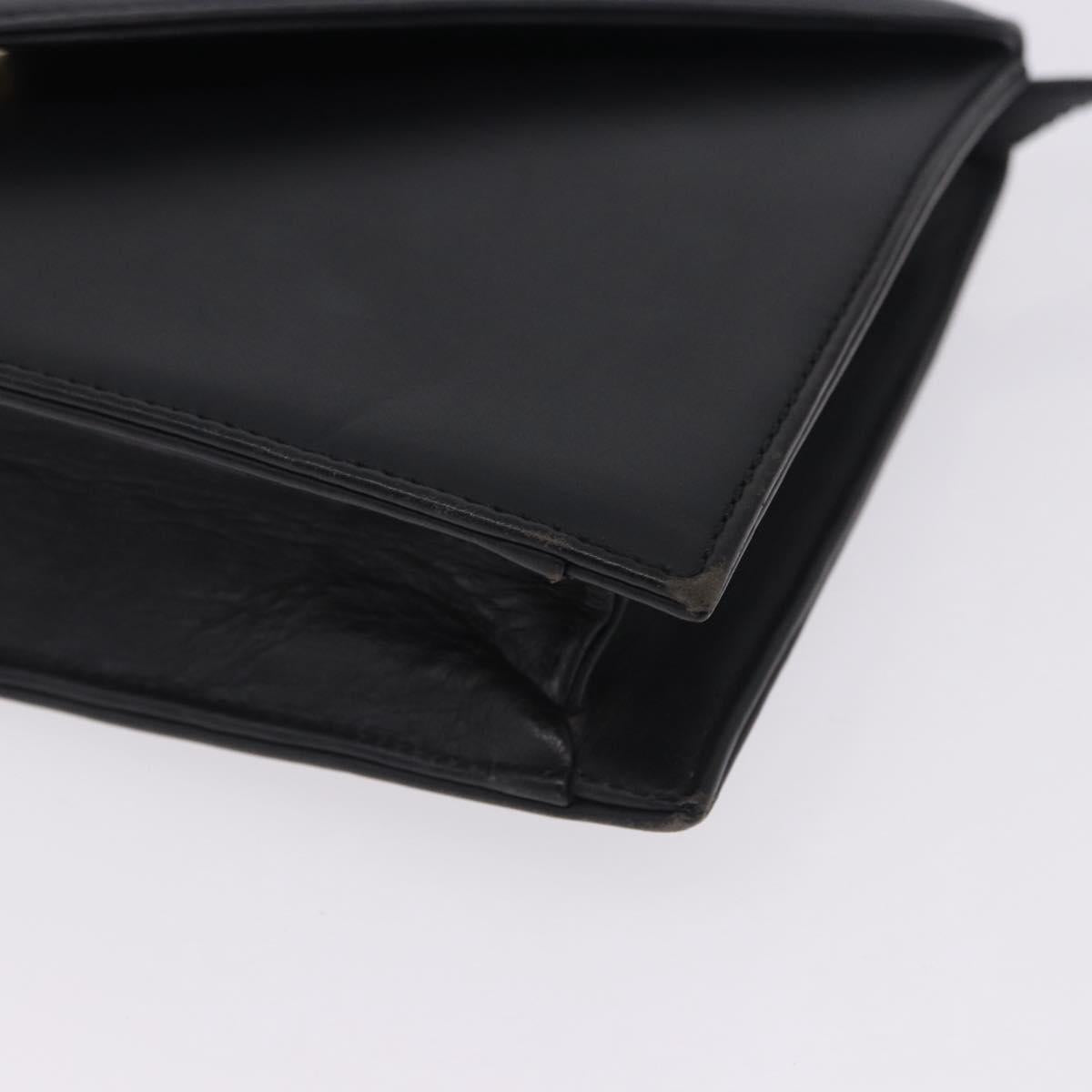 VALENTINO Shoulder Bag Leather Black Gold Auth bs37002