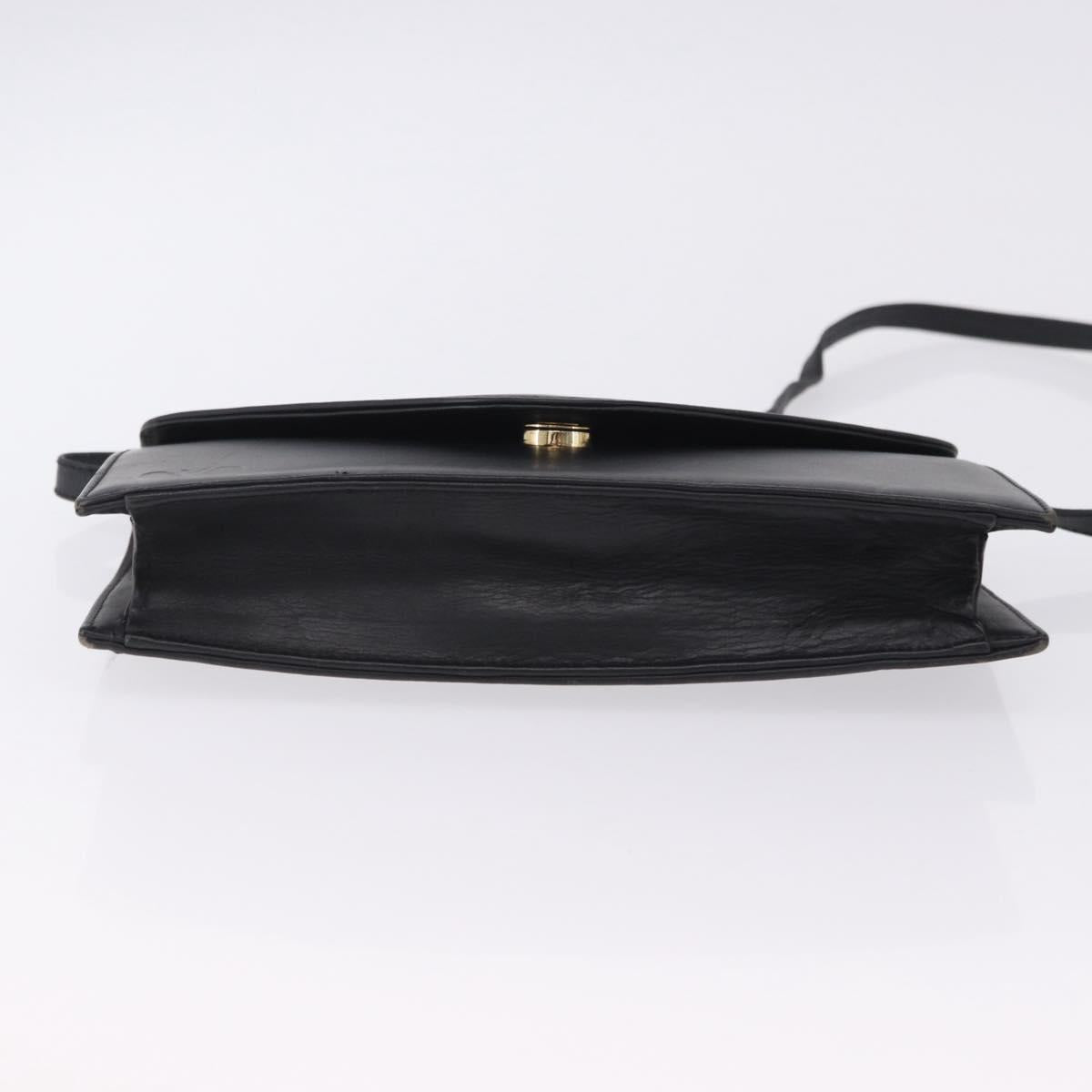 VALENTINO Shoulder Bag Leather Black Gold Auth bs37002