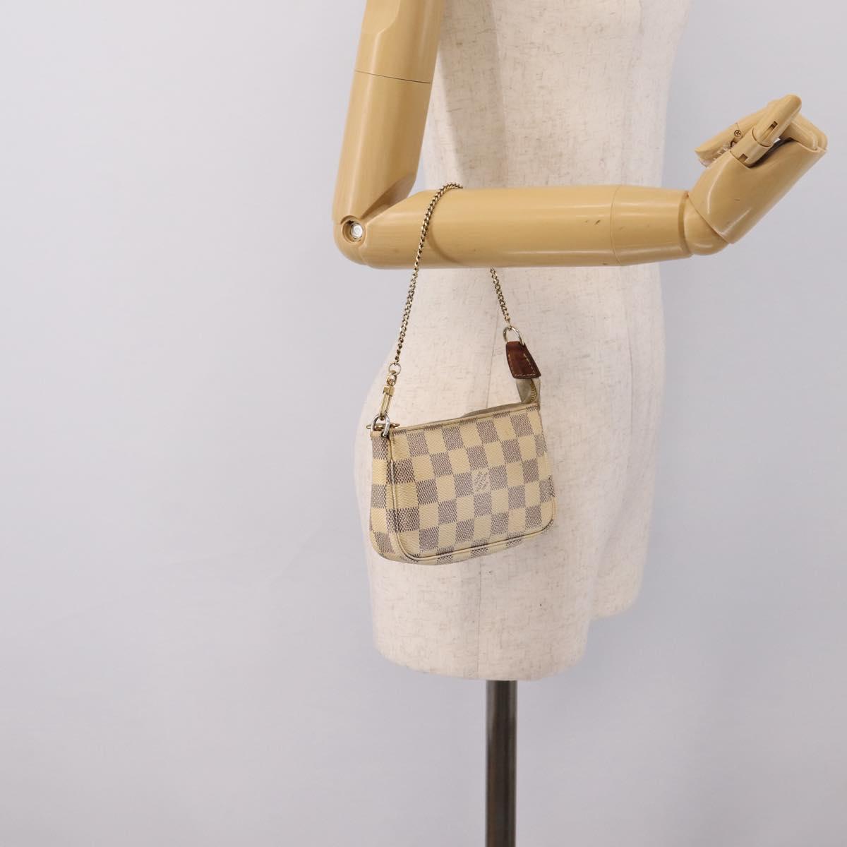 LOUIS VUITTON Damier Azur Mini Pochette Accessoires Pouch N63005 LV Auth bs37005